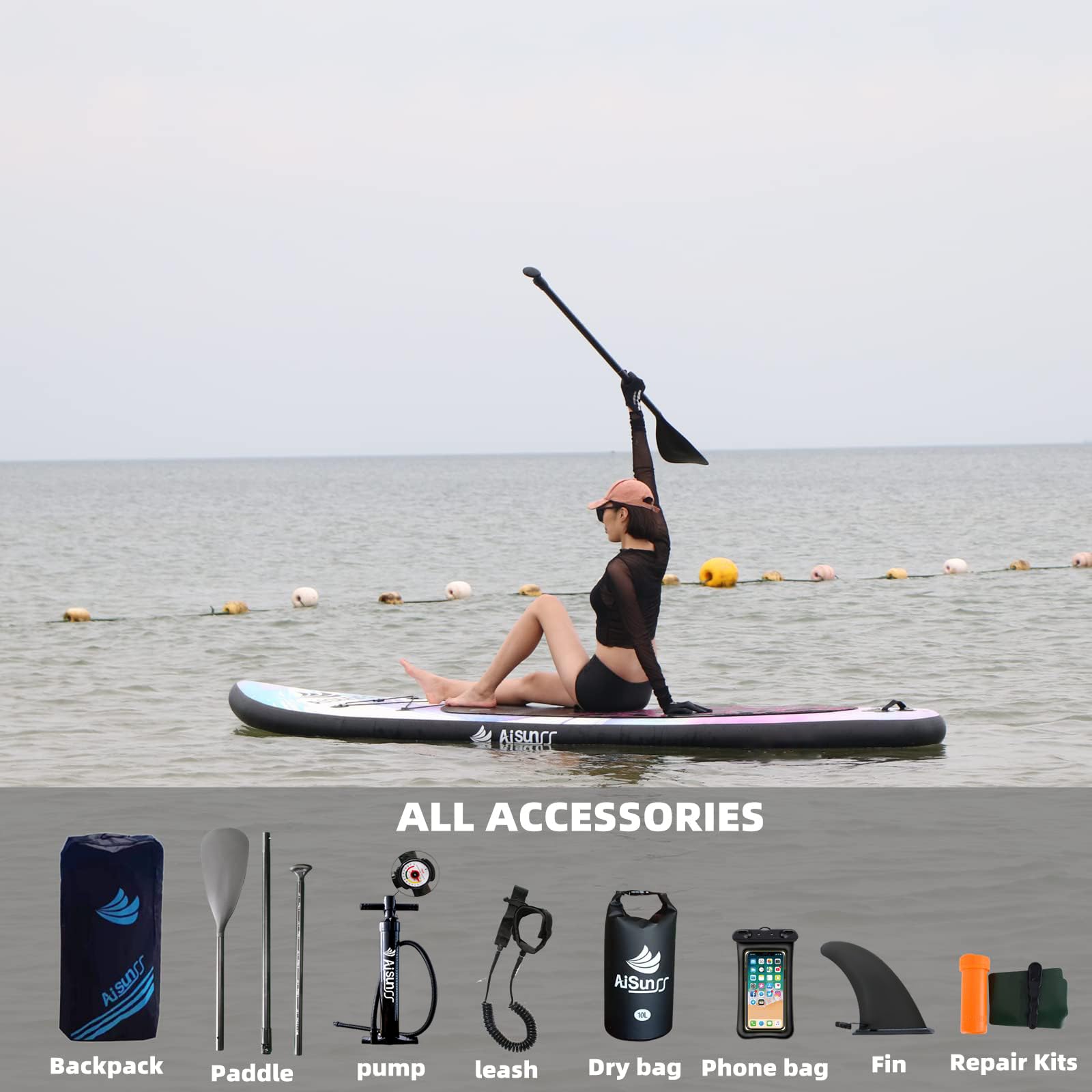 **Premium Inflatable Stand Up Paddle Board for Adults & Beginners - Wide Stable SUP Board with Complete Accessories (Carry Bag, Hand Pump, 10L Waterproof Bag, Adjustable Paddle) - Perfect for Lakes, Rivers, Ocean & Yoga**