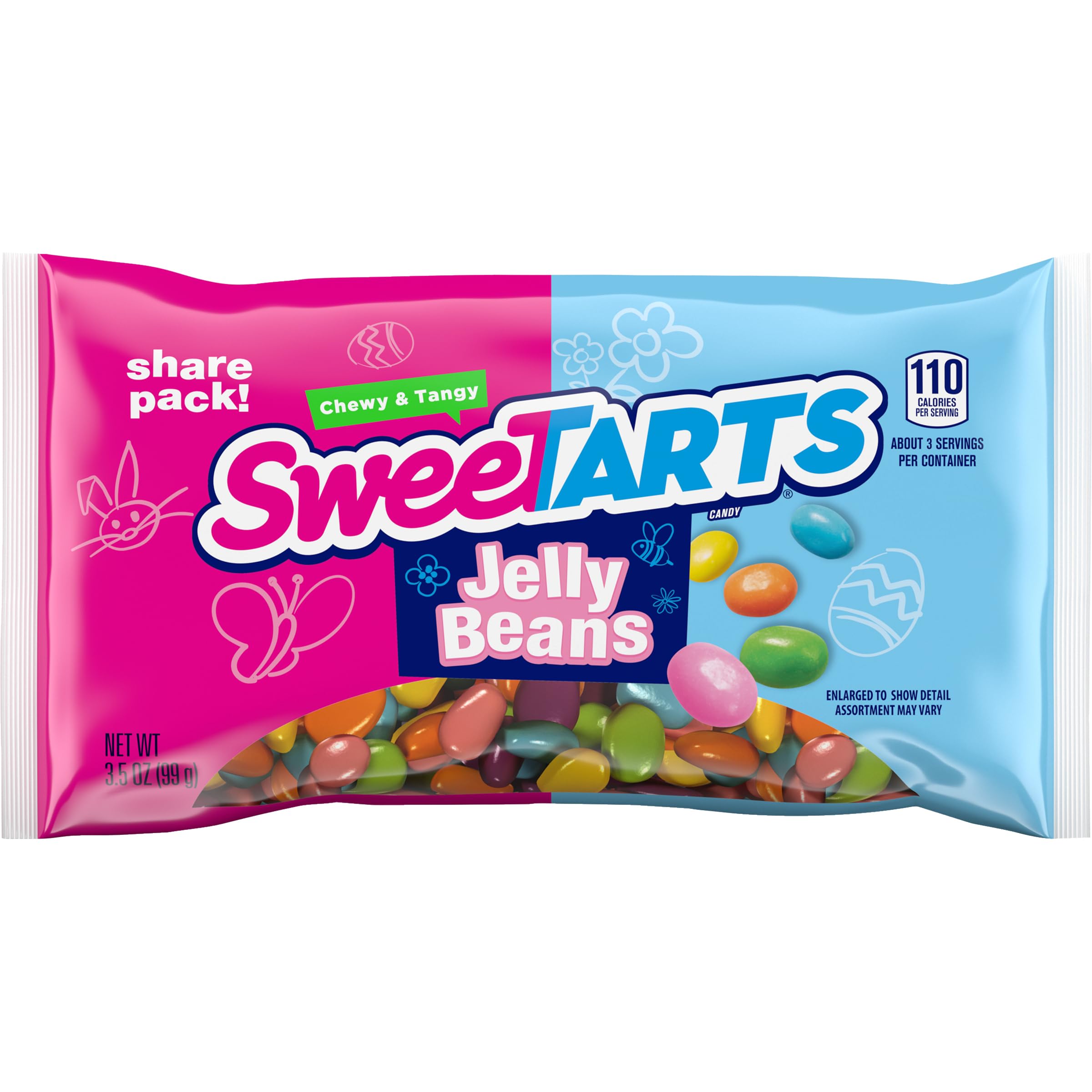 SweeTARTS Jelly Beans - Assorted Fruit Flavors, 3.5 oz Resealable Bag (Pack of 12) - Perfect for Easter Baskets, Party Favors & Spring Celebrations