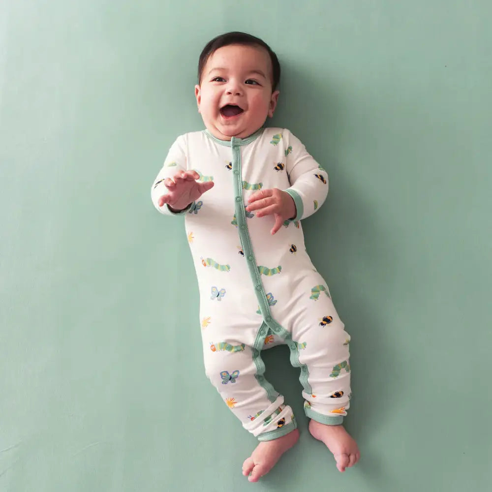 Kyte Baby Organic Cotton Snap Romper - The Very Hungry Caterpillar & Friends Print | Soft Baby Clothes for Newborns & Infants | Perfect for Playtime, Nursery & Photo Shoots