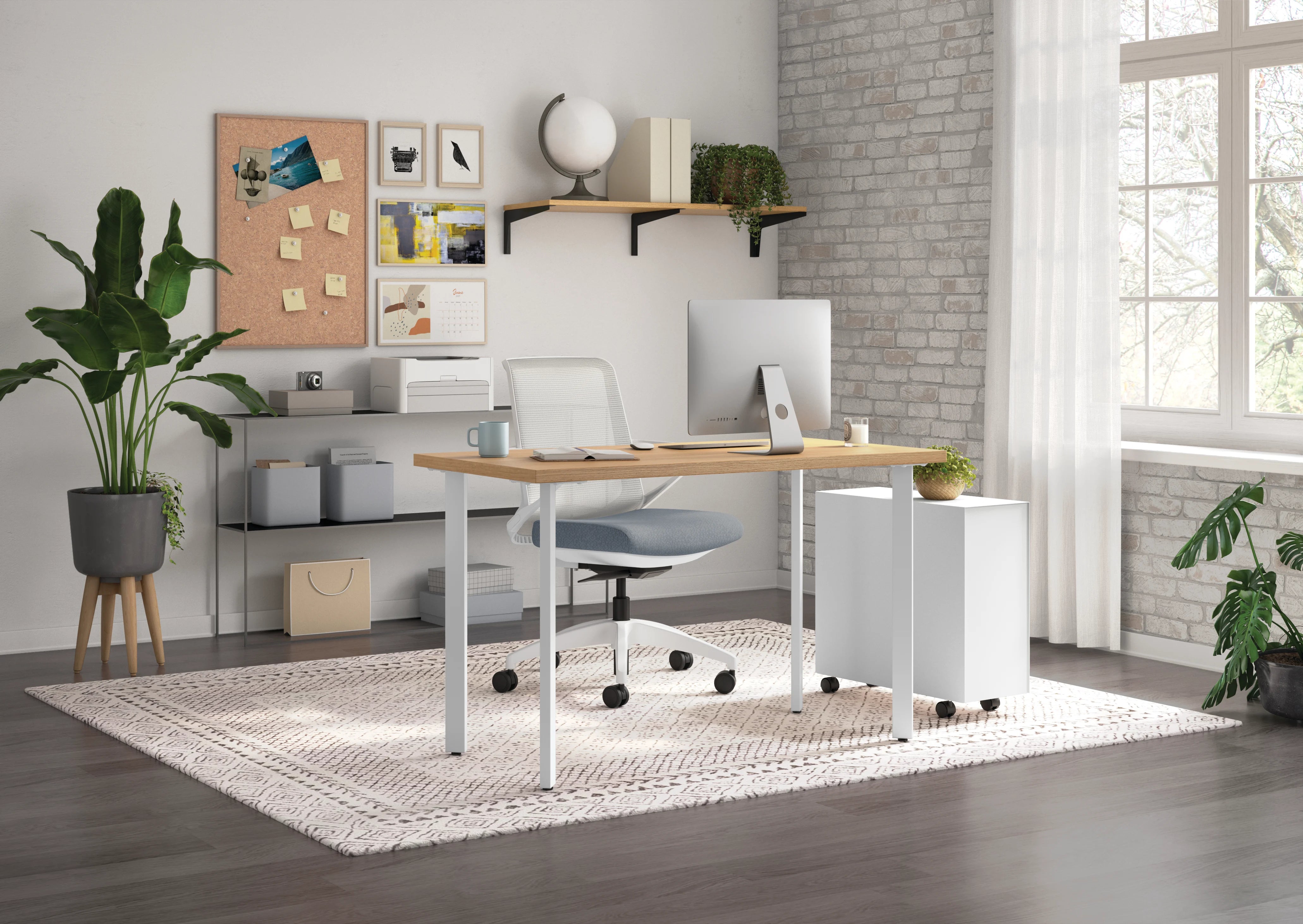 Ergonomic Cliq Office Chair with Synchro Tilt - Basalt Fabric & White Designer Frame - Perfect for Home Office, Gaming & Workspaces