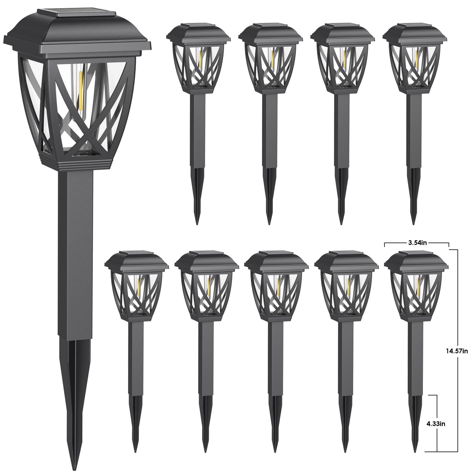 Derynome 10 Pack Solar Pathway Lights Outdoor Waterproof - Solar Powered Garden Lights for Yard, Patio, Walkway, Landscape Decor | Perfect for Evening Ambiance & Outdoor Safety Lighting