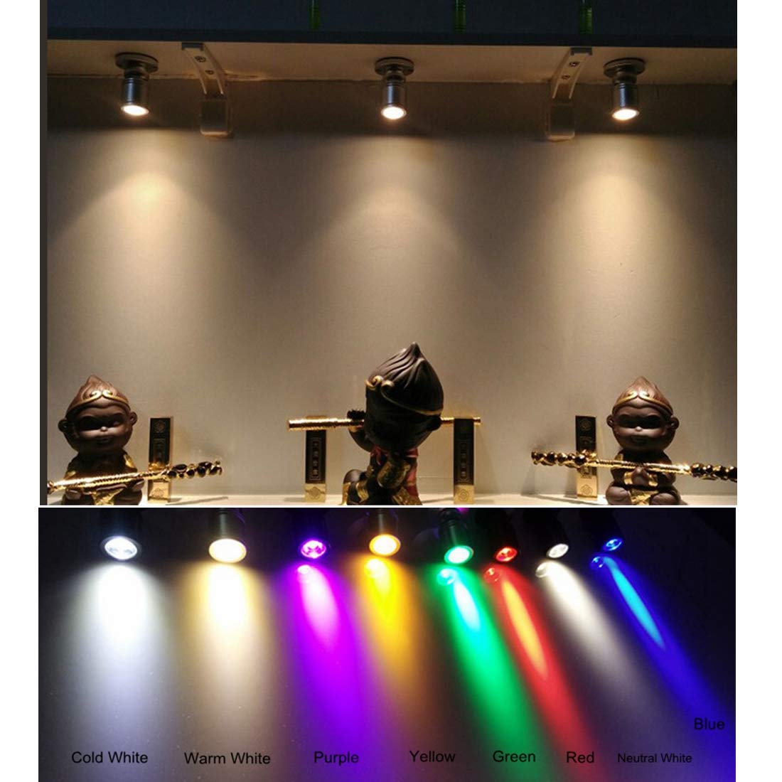 Xking Set of 6 Dimmable LED Display Lights - 2.5W Aluminum Accent Lighting for Artwork, Photos & Shelves - Silver Finish Surface Mount with All Attachments (Cold White) - Perfect for Home Galleries, Museums & Retail Displays