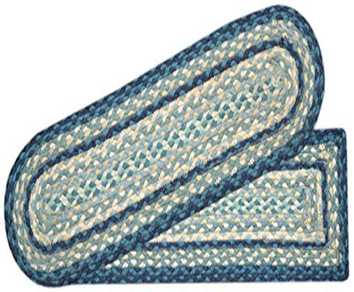 Earth Rugs Stair Treads 8.25 x 27 Inches - Non-Slip Carpet Stair Mats in Breezy Blue, Taupe & Ivory | Perfect for Home Staircase Safety & Decor