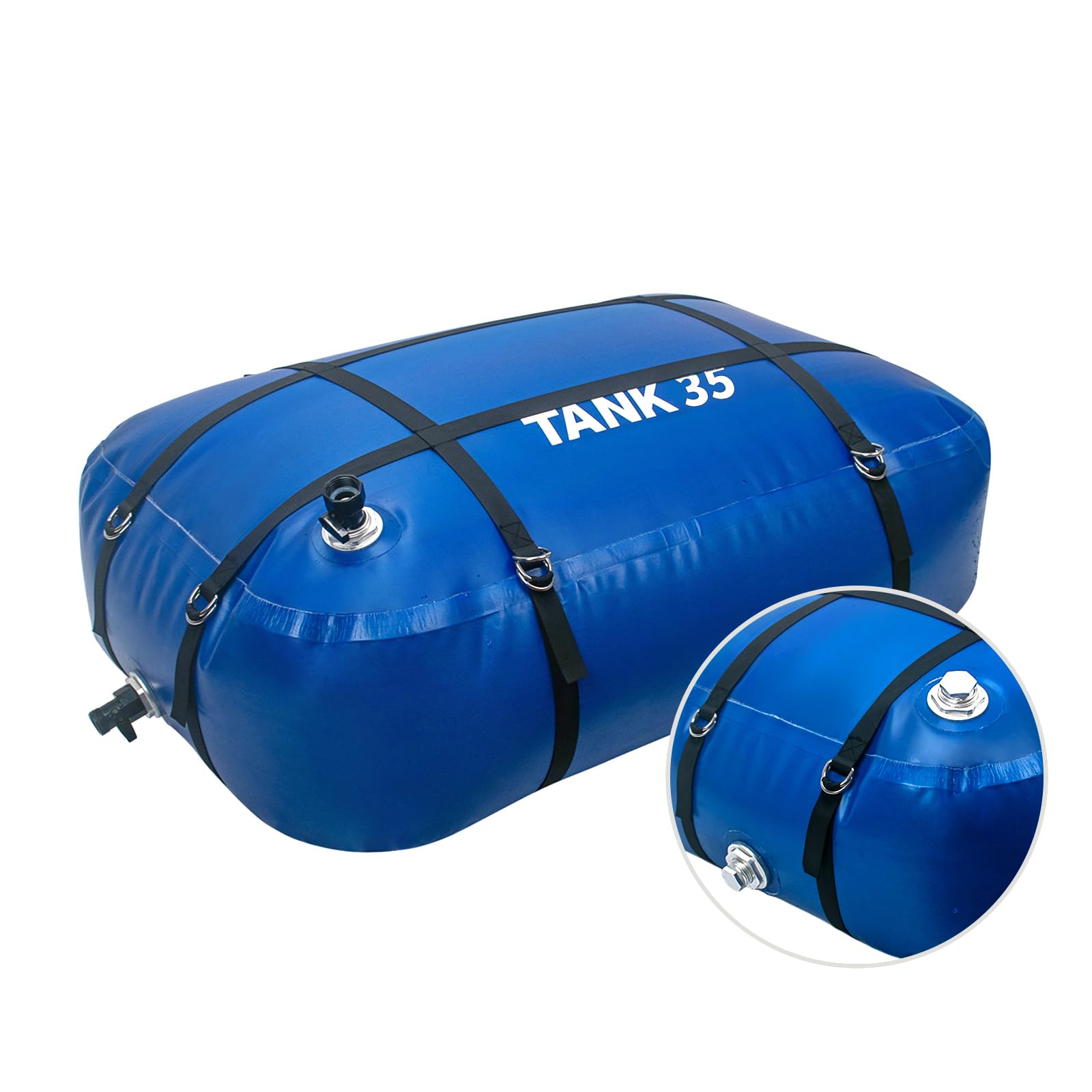 35 Gallon BPA-Free TPU Water Storage Bladder - Foldable Portable RV Fresh Water Tank, Collapsible Soft Container for Camping, Emergency Preparedness, Drought & Fire Prevention - 3/4