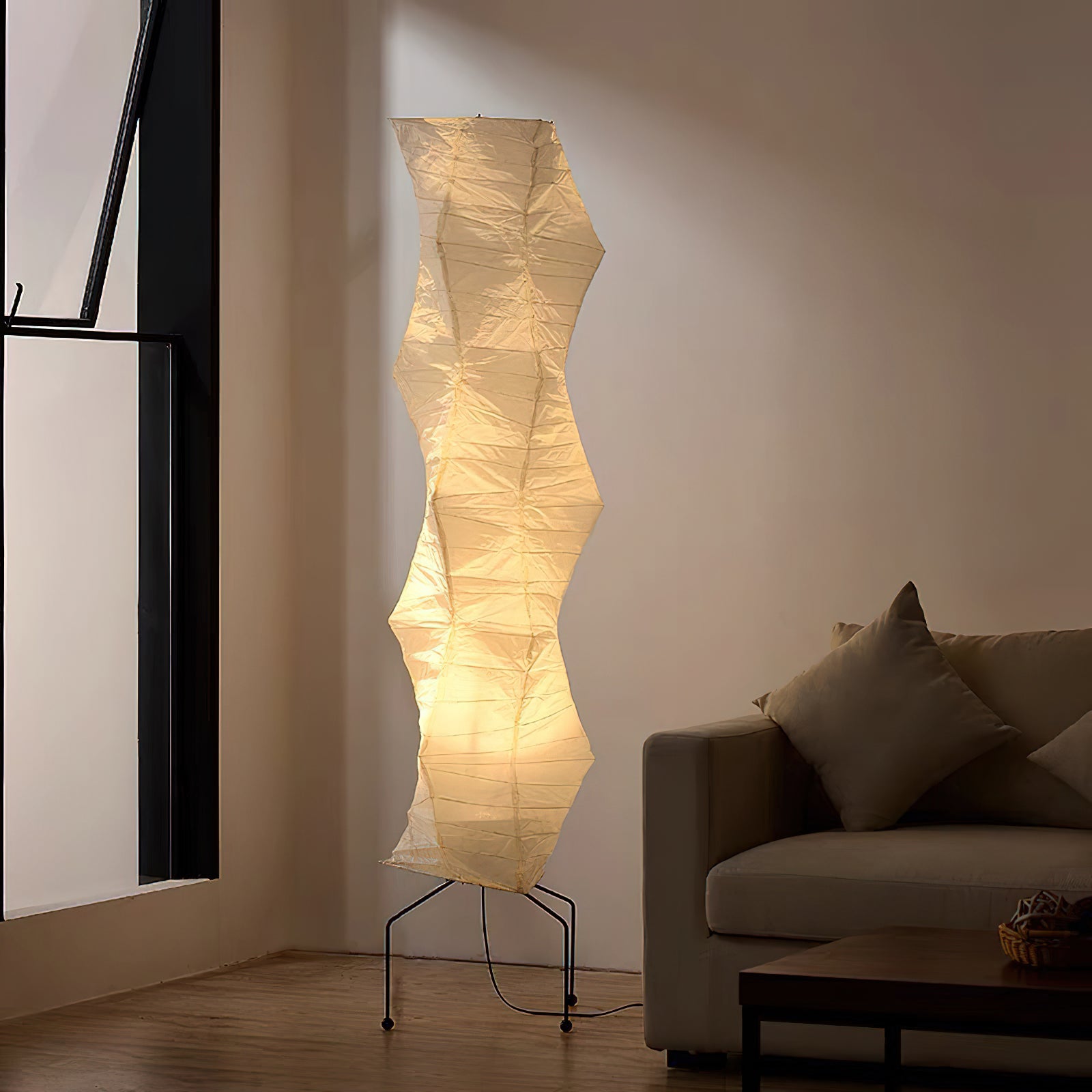 Akari Long Centipede Floor Lamp - Modern Japanese Inspired Lighting for Living Room, Bedroom & Office - Adjustable Height & Warm White LED Bulb Included - Perfect for Reading, Relaxing & Creating Ambient Lighting