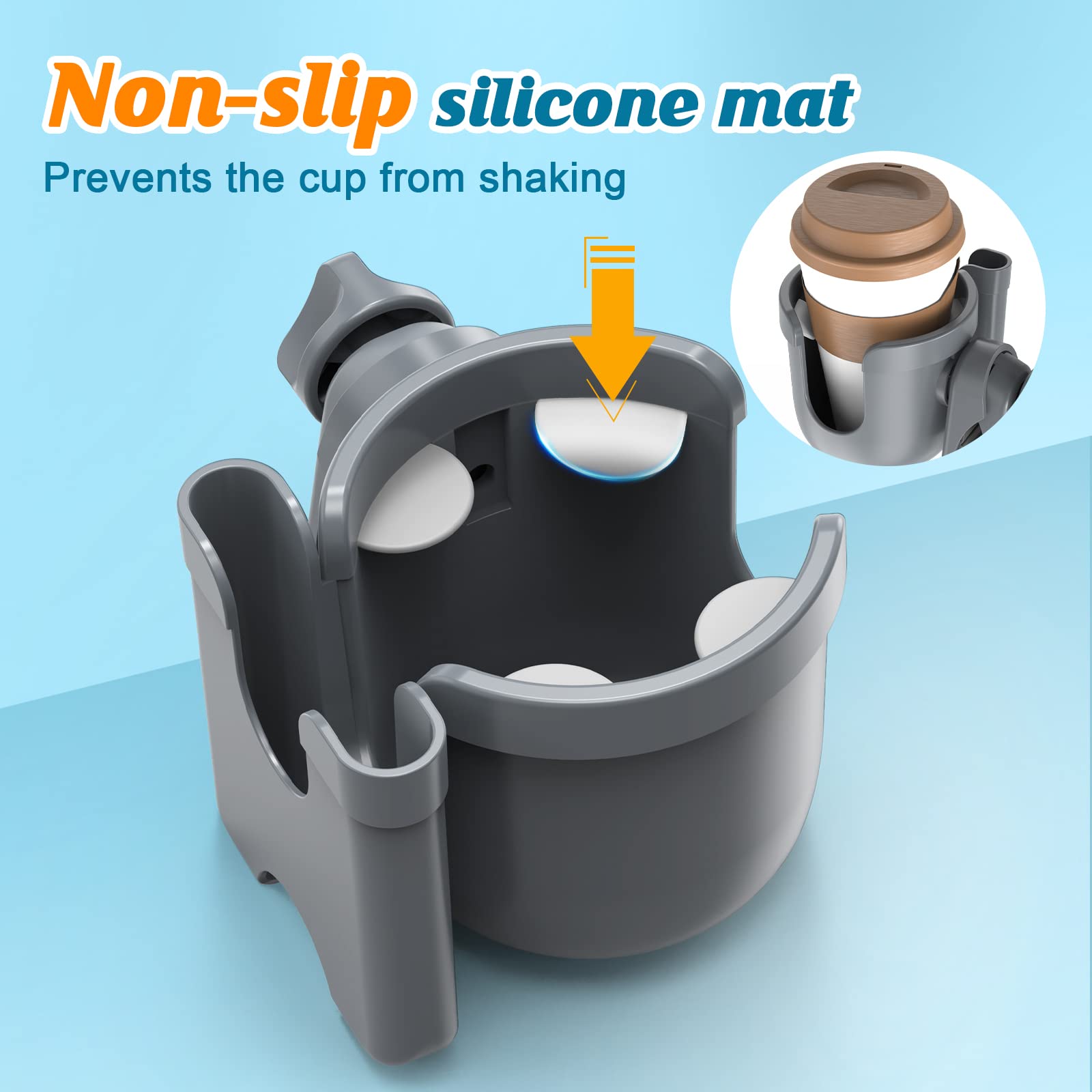 Premium Universal Stroller Cup Holder with Phone Pocket - 2-in-1 Adjustable Bottle Holder for Wheelchairs, Bikes, Walkers & Pushchairs | Perfect for Parents, Caregivers & Outdoor Enthusiasts