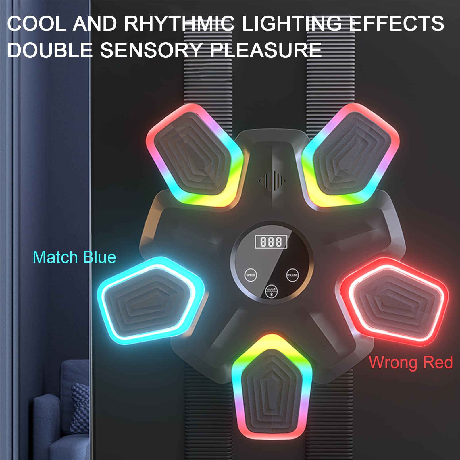 Music Punching Machine with Boxing Gloves - 17 Inch LED Boxing Workout Equipment for Adults & Kids, Wall Mounted Home & Gym Exercise Equipment with Colorful Lights | Perfect for Fitness Training, Stress Relief & Fun Family Activities