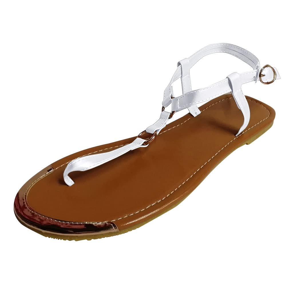 Women's Summer Flip Flops - Open Toe Casual Sandals with Fuzzy Comfort - Roman Style Flat Slippers for Beach, Pool & Home Use