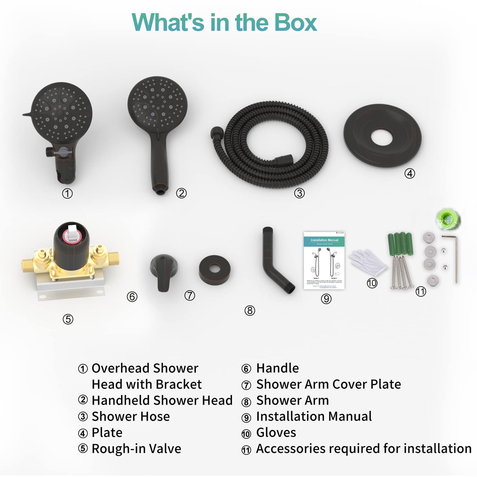 SR SUN RISE 3-Way Rainfall Shower Faucet Set - Oil Rubbed Bronze Shower Head with Handheld Sprayer & 71