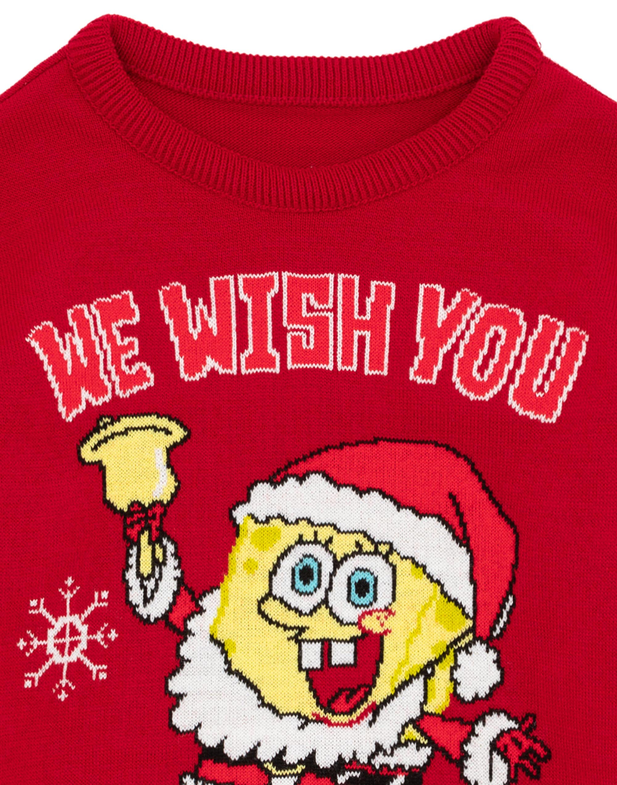 SpongeBob SquarePants Christmas Sweater for Kids - Festive Red Knit Santa Krabby Holiday Pullover for Boys & Girls | Perfect Gift for Christmas Parties, Family Photos & Winter Celebrations