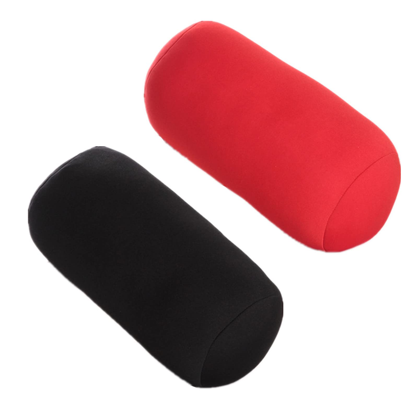 ASkinds 2 Pack Cylindrical Pillows for Neck & Back Support - Microbead Filled Roll Pillow, Comfortable Jelly Bean Tube Cushion for Head, Neck Pain Relief (Black + Red) - Perfect for Travel, Office, Sofa & Bed Use