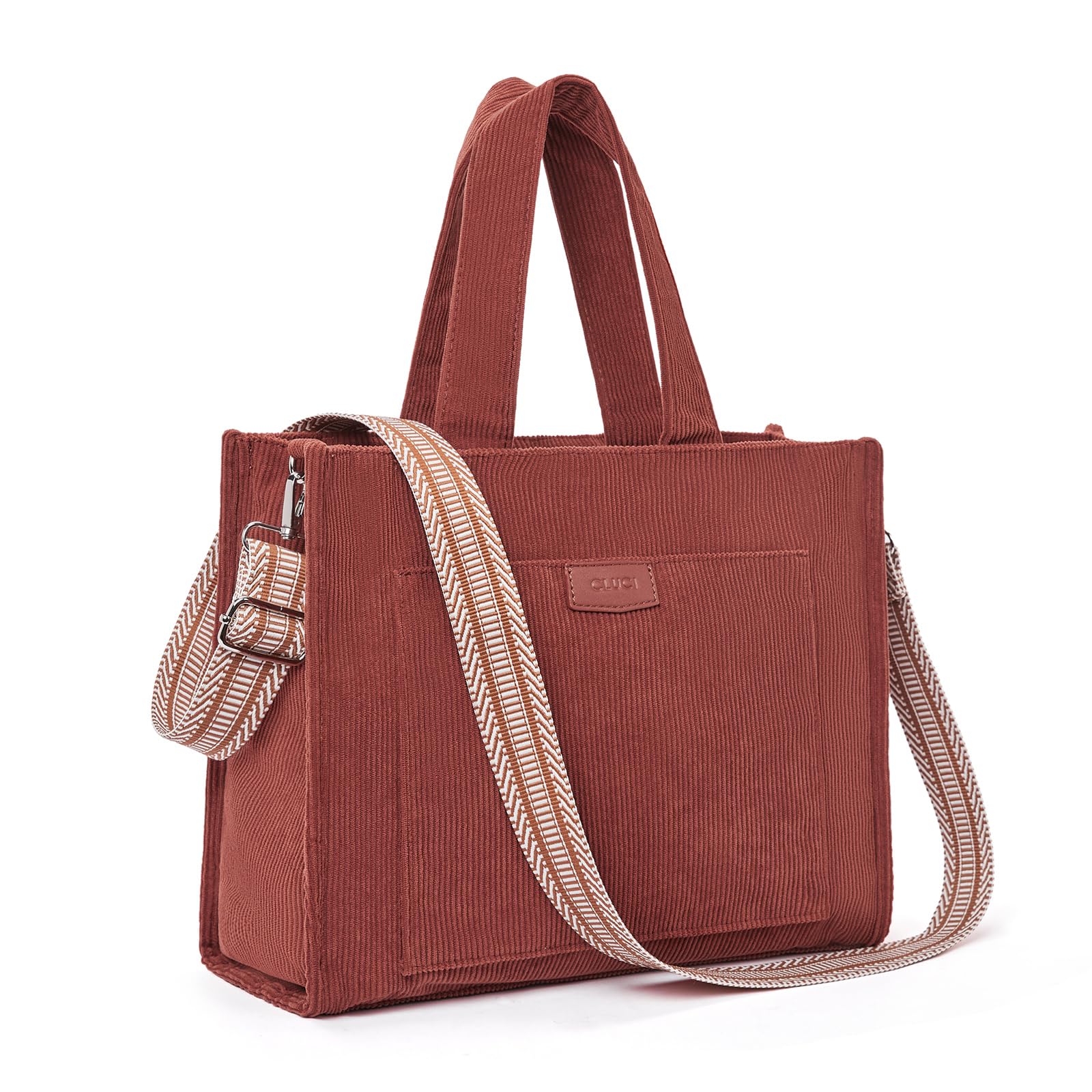 CLUCI Women's Corduroy Tote Bag with Zipper - Stylish Casual Shoulder Handbag & Hobo Purse for Work, Travel, and Everyday Use