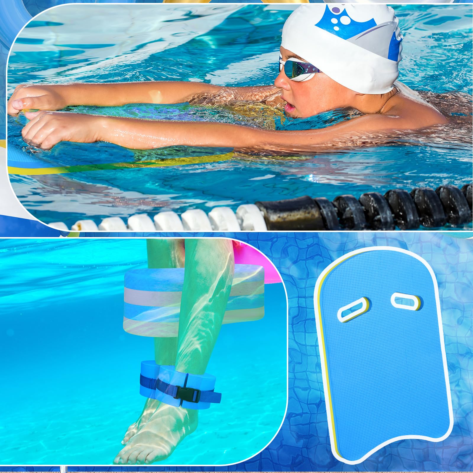 8-Piece Water Aerobics Set with Foam Dumbbells, Swim Belt, Pull Buoy, Kickboard & Water Gloves - Aquatic Fitness Equipment for Weight Loss, Pool Workouts & Water Therapy | Perfect for Swimming, Hydrotherapy & Senior Exercise
