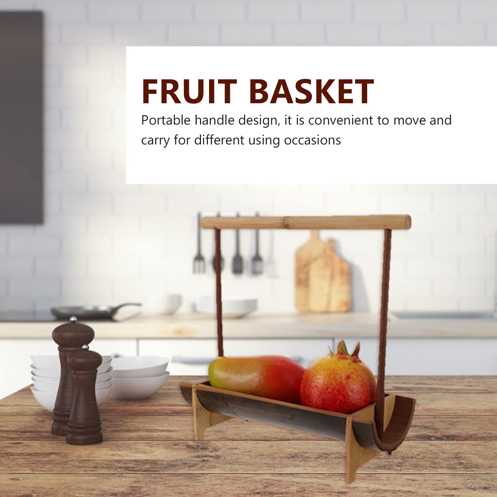 Portable Wooden Snack Basket with Handle - Multipurpose Food Tray for Fruits, Cakes, Cupcakes & Decor | Perfect for Picnics, Parties & Kitchen Organization