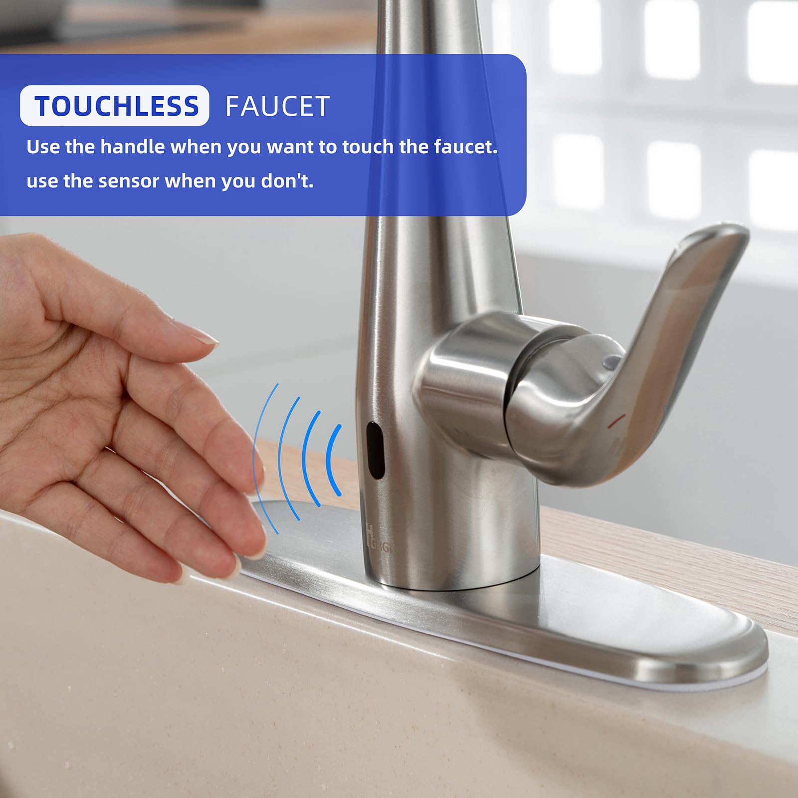 Touchless Kitchen Faucet with Soap Dispenser & Pull Down Sprayer - Motion Sensor Single Handle Kitchen Sink Faucet, 1 or 3 Hole Installation, Brushed Nickel Finish for Modern Farmhouse, RV, Bar & Restaurant Sinks - Ideal for Hands-Free Cooking, Dishwashing & Hygiene Maintenance
