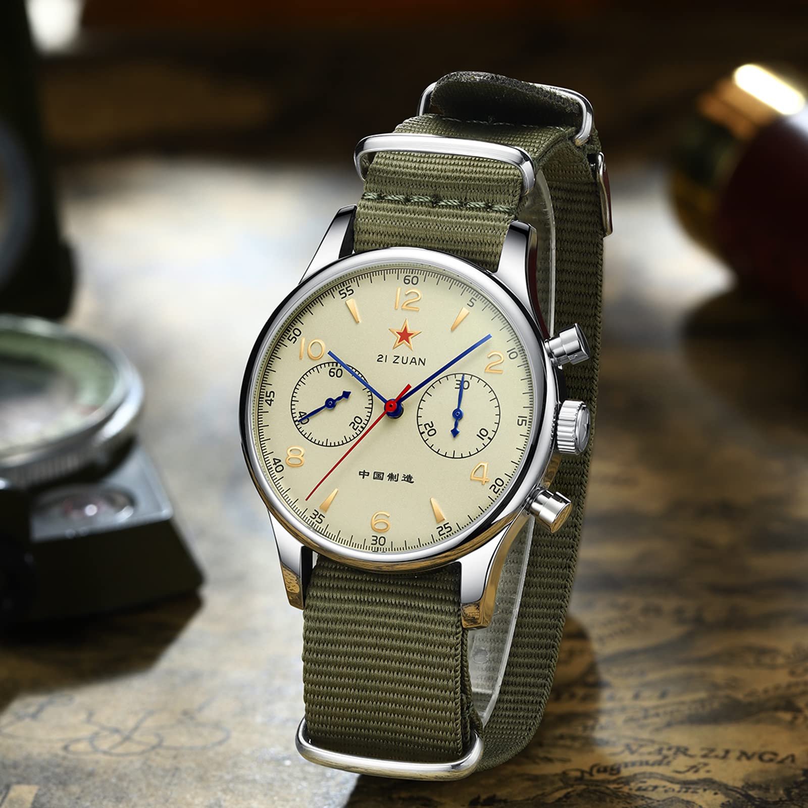 AESOP Chronograph Men Watch ST1901 - Military Pilot Style for Outdoor & Business