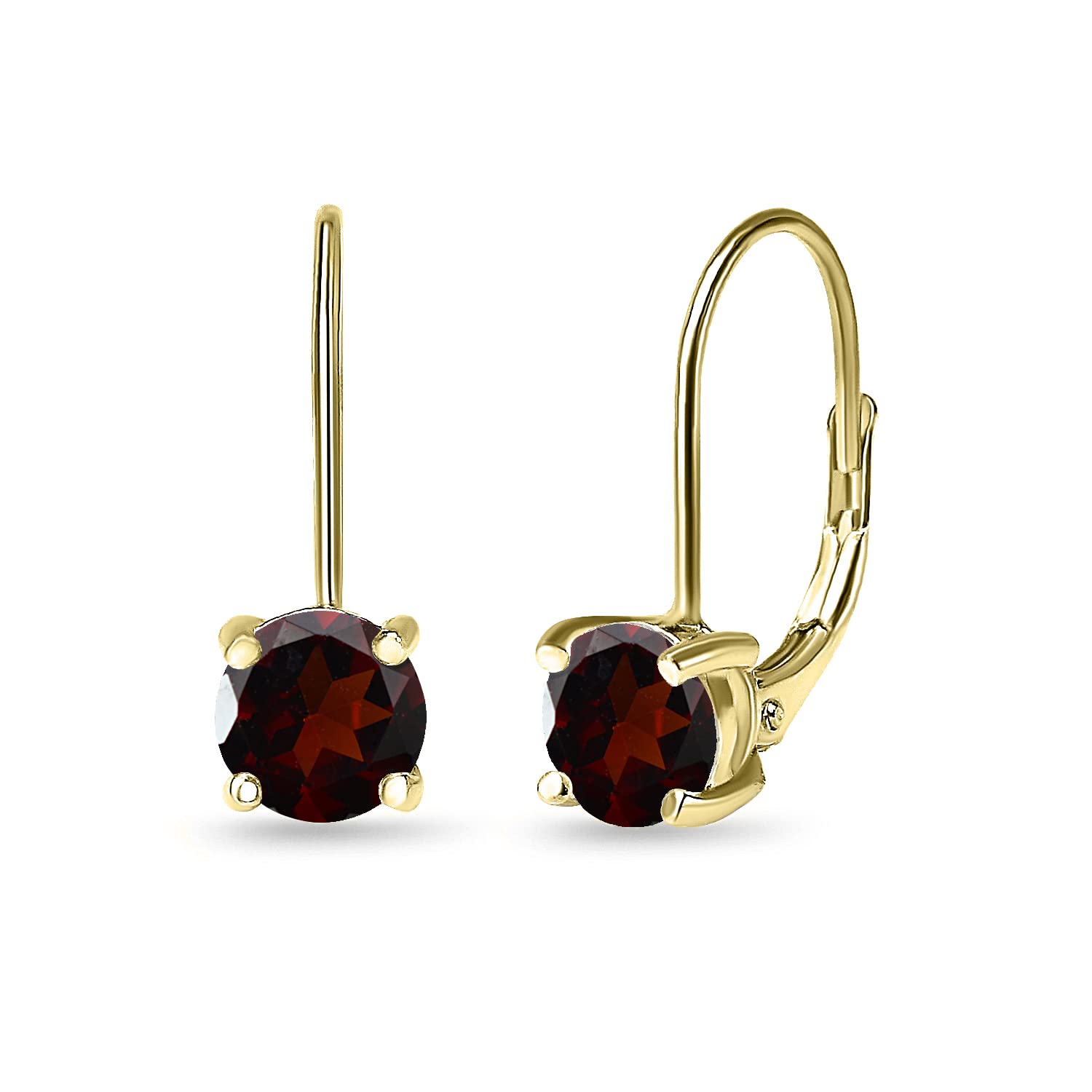 6mm Round Leverback Birthstone Earrings for Women - Genuine or Synthetic Gemstone Drop & Dangle Earrings in Sterling Silver with Gold Flash | Perfect for Gifts, Weddings & Everyday Elegance