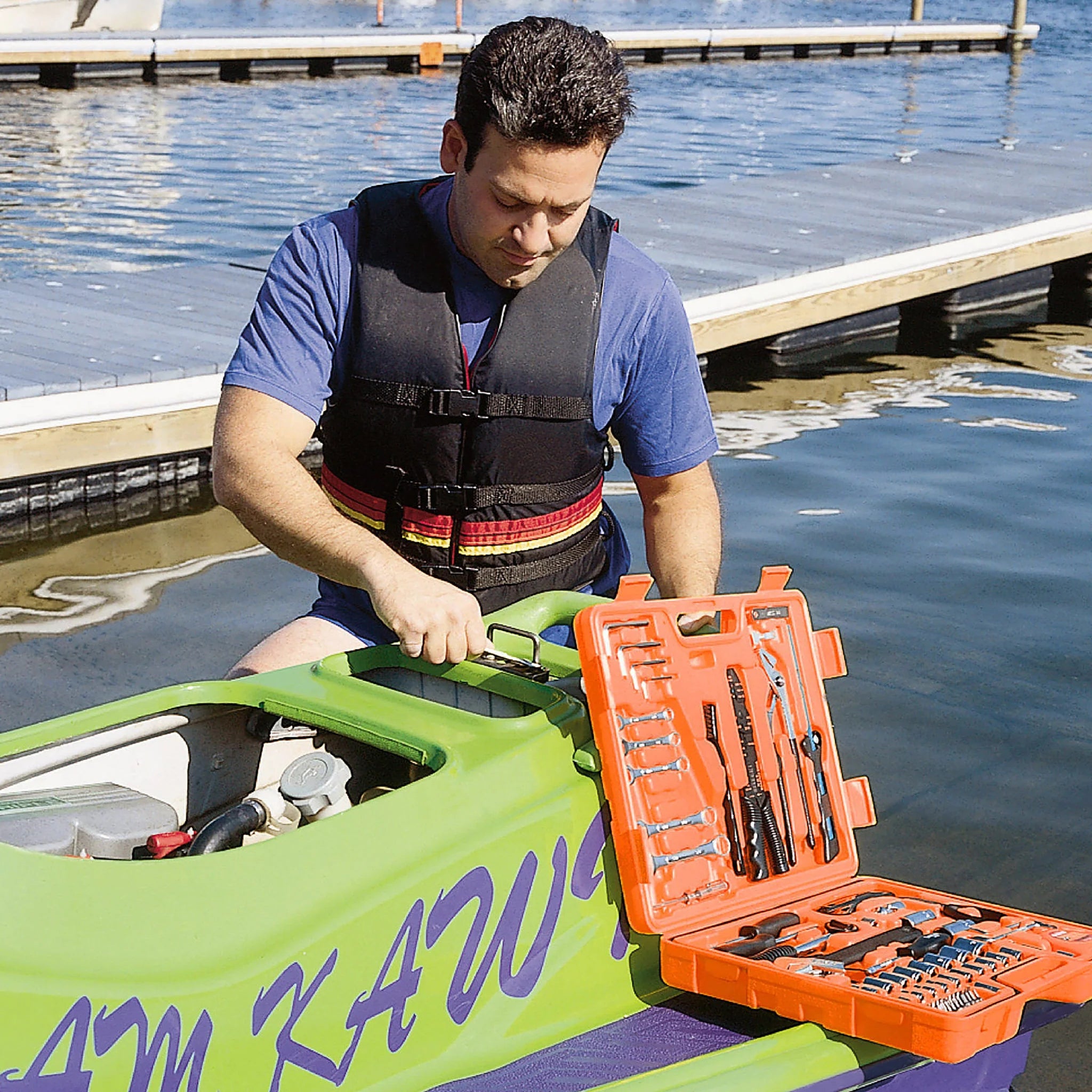 **GreatNeck MS125 125-Piece Marine Tool Set - Waterproof Boat Tool Kit with Chrome Plated Tools for Emergency Repairs & Maintenance | Ideal for Boating, Fishing, and Marine Adventures**