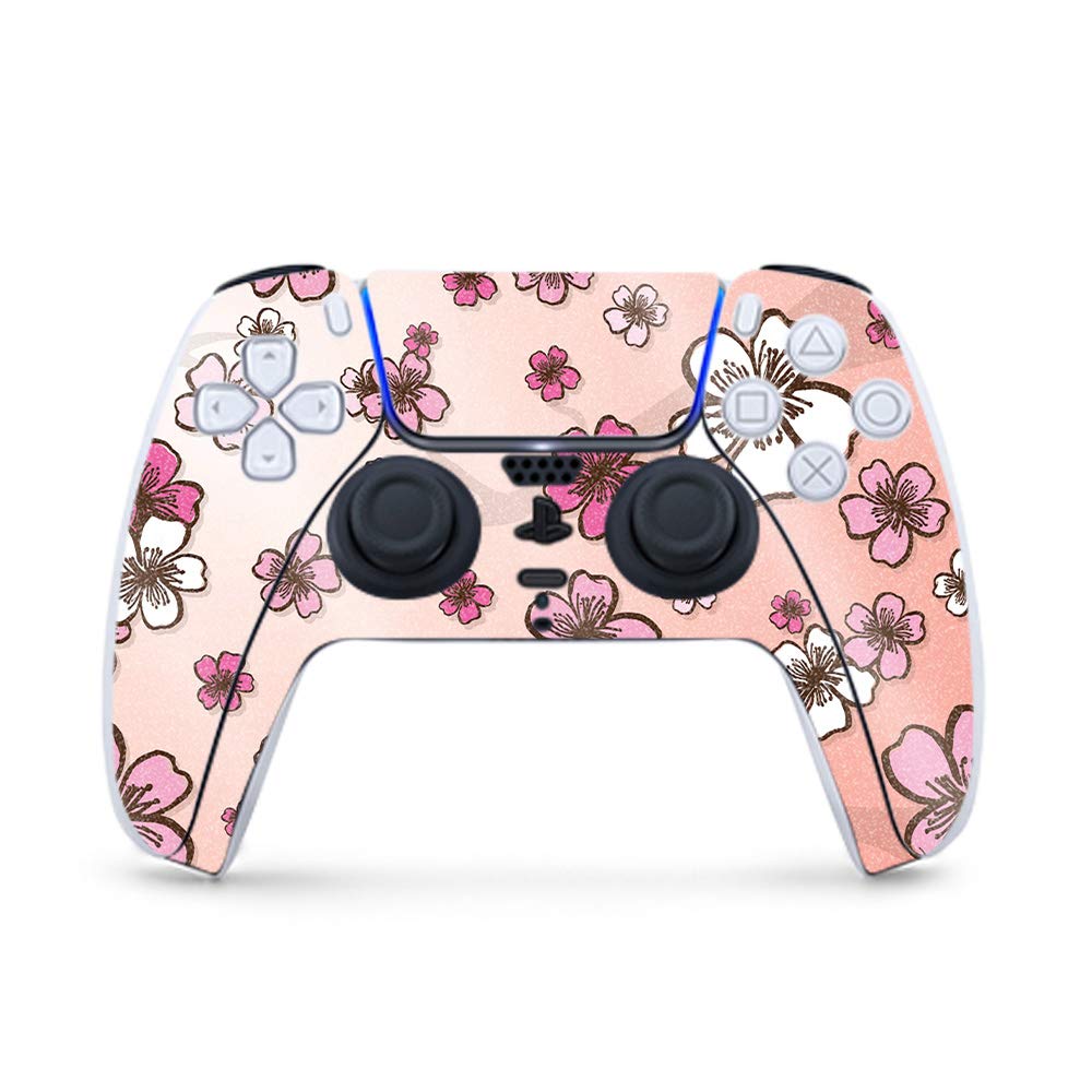 MightySkins Glossy Glitter Gaming Skin for PS5 Controller - Cherry Blossom Design | Durable High-Gloss Glitter Finish | Easy to Apply & Remove | Made in USA | Perfect for Gaming Enthusiasts & Customization Lovers