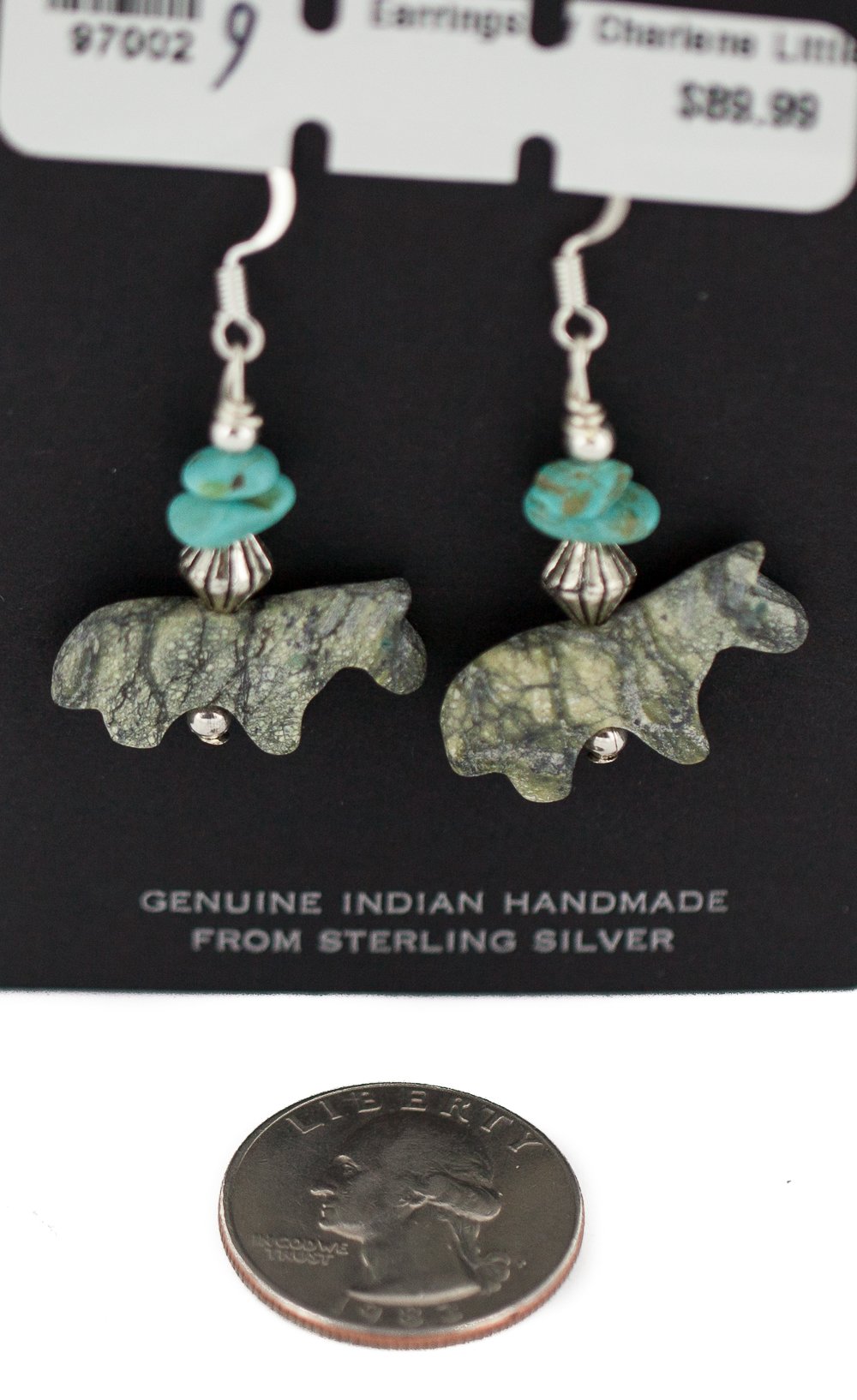Authentic Navajo Sterling Silver Turquoise Dangle Earrings - Handmade by Loma Siiva - Elegant Green Stone Jewelry for Women - Perfect for Boho, Western & Native American Fashion