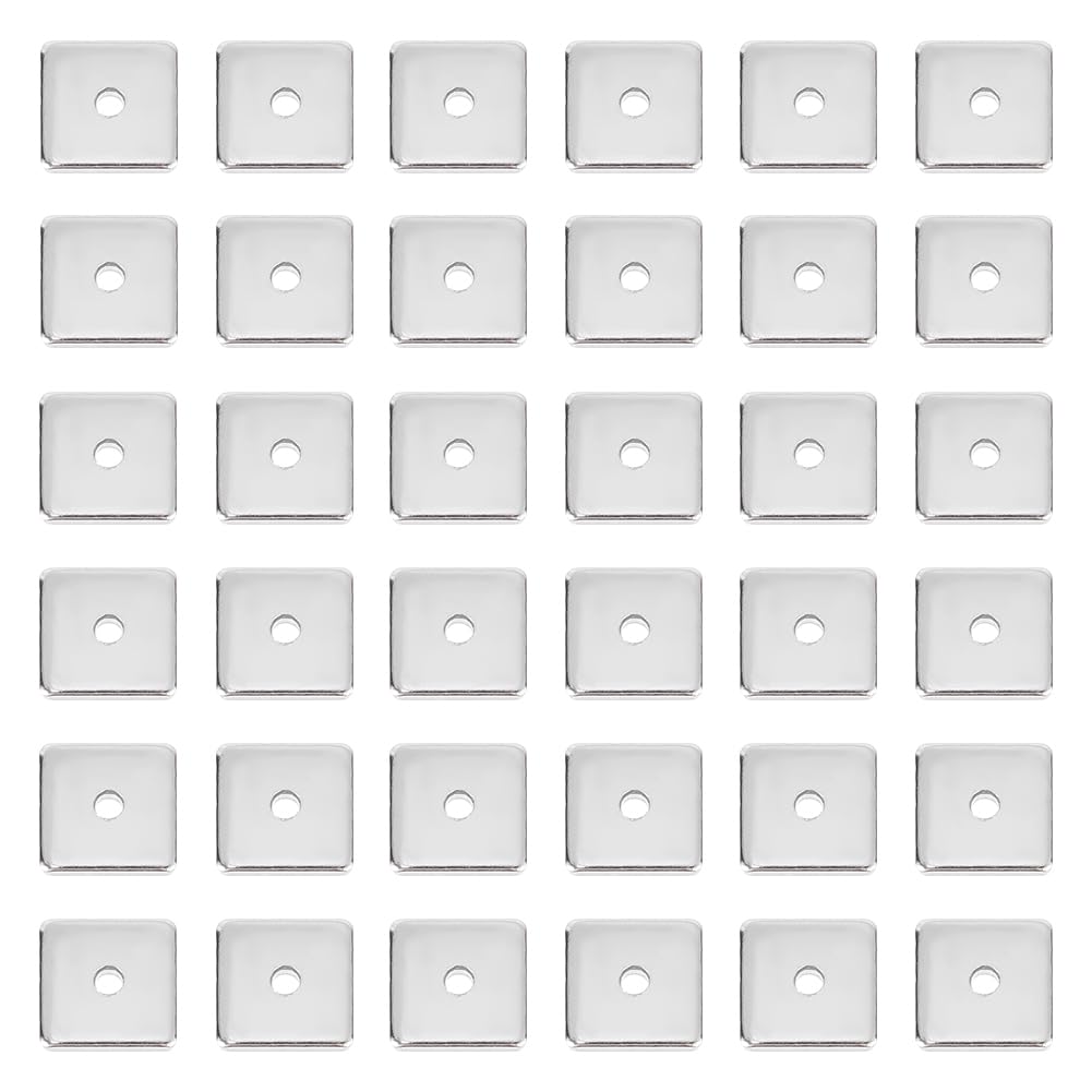 UNICRAFTALE 100pcs 6mm Square Spacer Beads - 1.2mm Hole Stainless Steel Jewelry Beads for DIY Bracelets, Necklaces & Crafting - Smooth Metal Spacer Beads for Jewelry Making, Earrings & Keychains