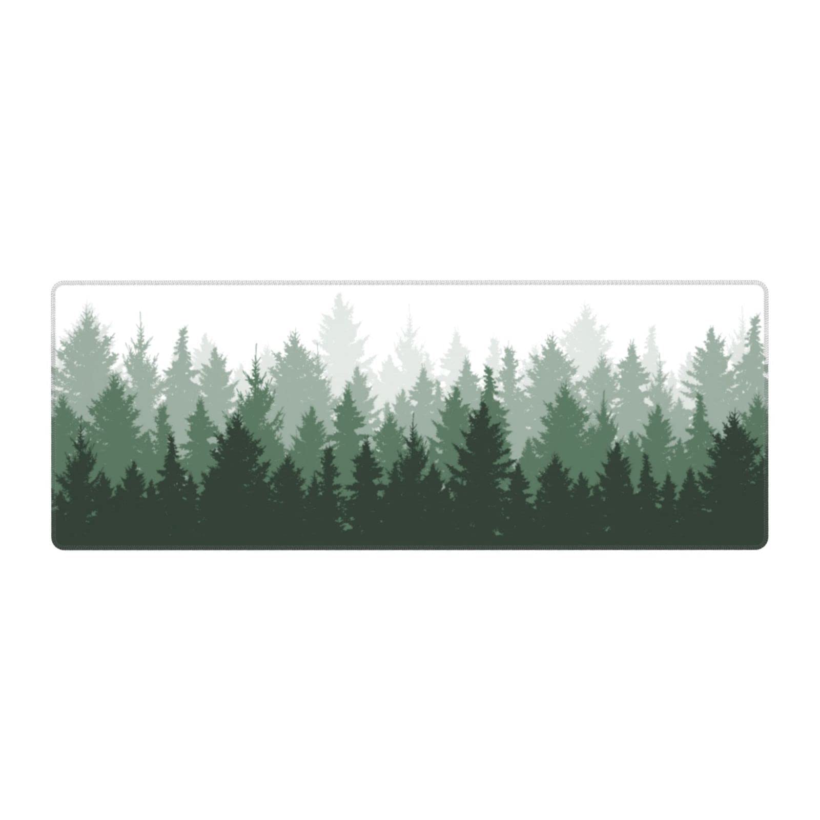 Green Tree Forest Gaming Mouse Pad - Non-Slip XL Large Mousepad with Stitched Edge & Rubber Base - Perfect for PC, Laptop, Computer Gaming & Office Work