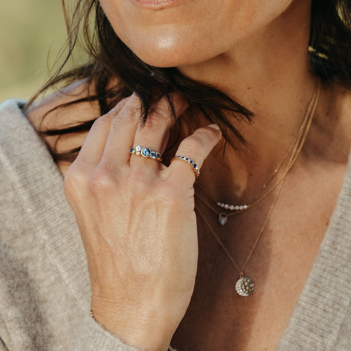 Ocean Sapphires Seaweed Ring - Elegant Sterling Silver Seaweed Design Ring for Women - Perfect for Beach Weddings, Boho Fashion & Everyday Wear