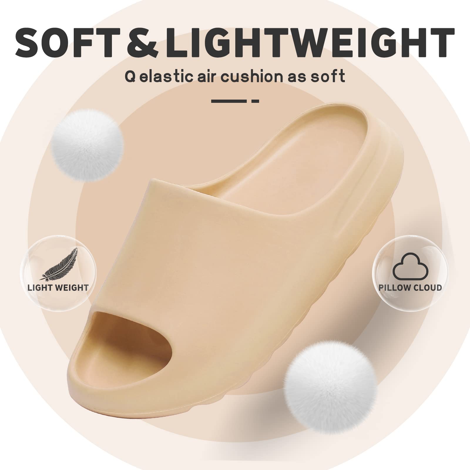 EVA Anti-Slip Cloud Slippers for Women & Men - Lightweight Platform Pillow Slides, Open Toe Shower Sandals for Indoor, Outdoor & Spa Use - Perfect for Home, Beach and Relaxation