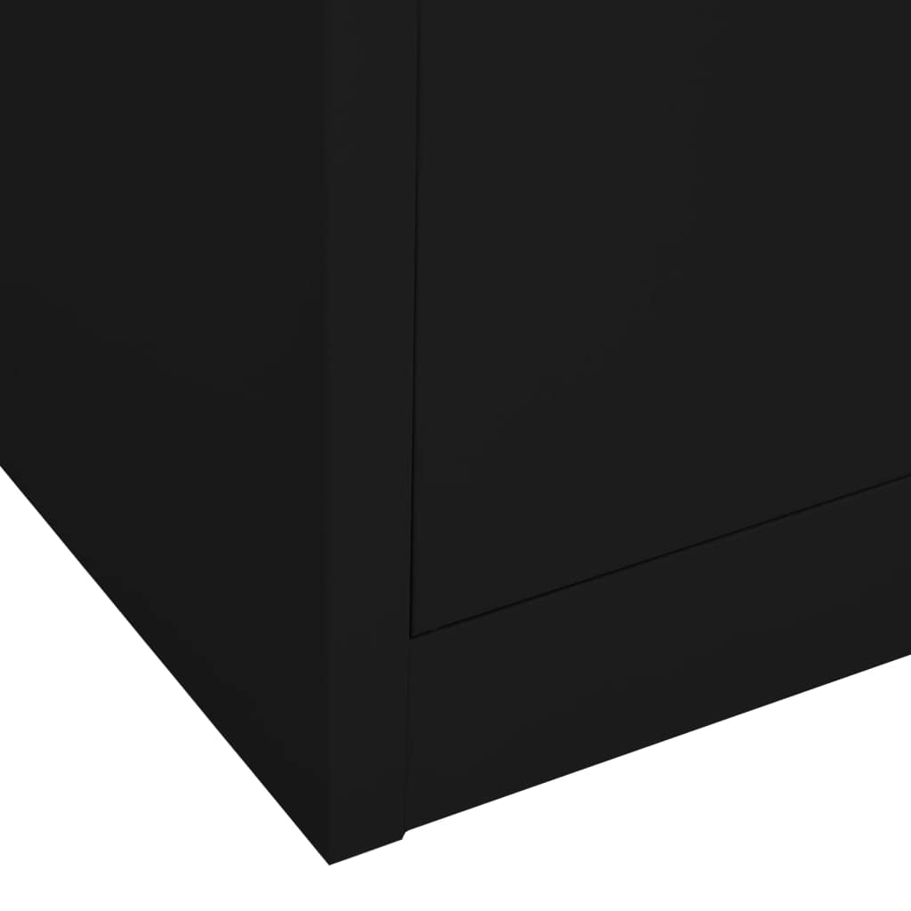 Modern Black Metal Storage Cabinet with Glass Doors - 35.4