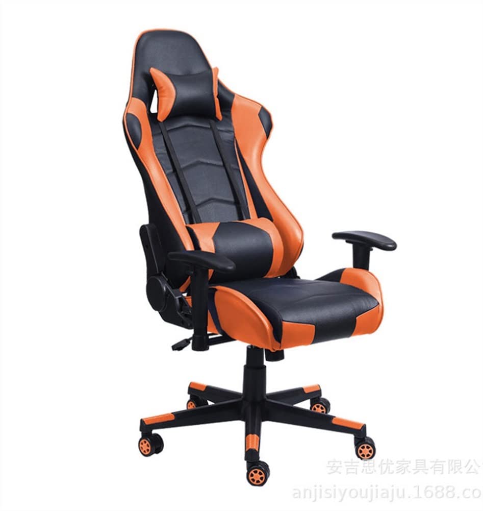 Premium Gaming Chair - Ergonomic Racing Style Computer Chair for Adults, High Back Executive Office Chair with Lumbar Support & Headrest, PU Leather Swivel Desk Chair (Black & Orange) - Perfect for Esports, Streaming & Long Gaming Sessions