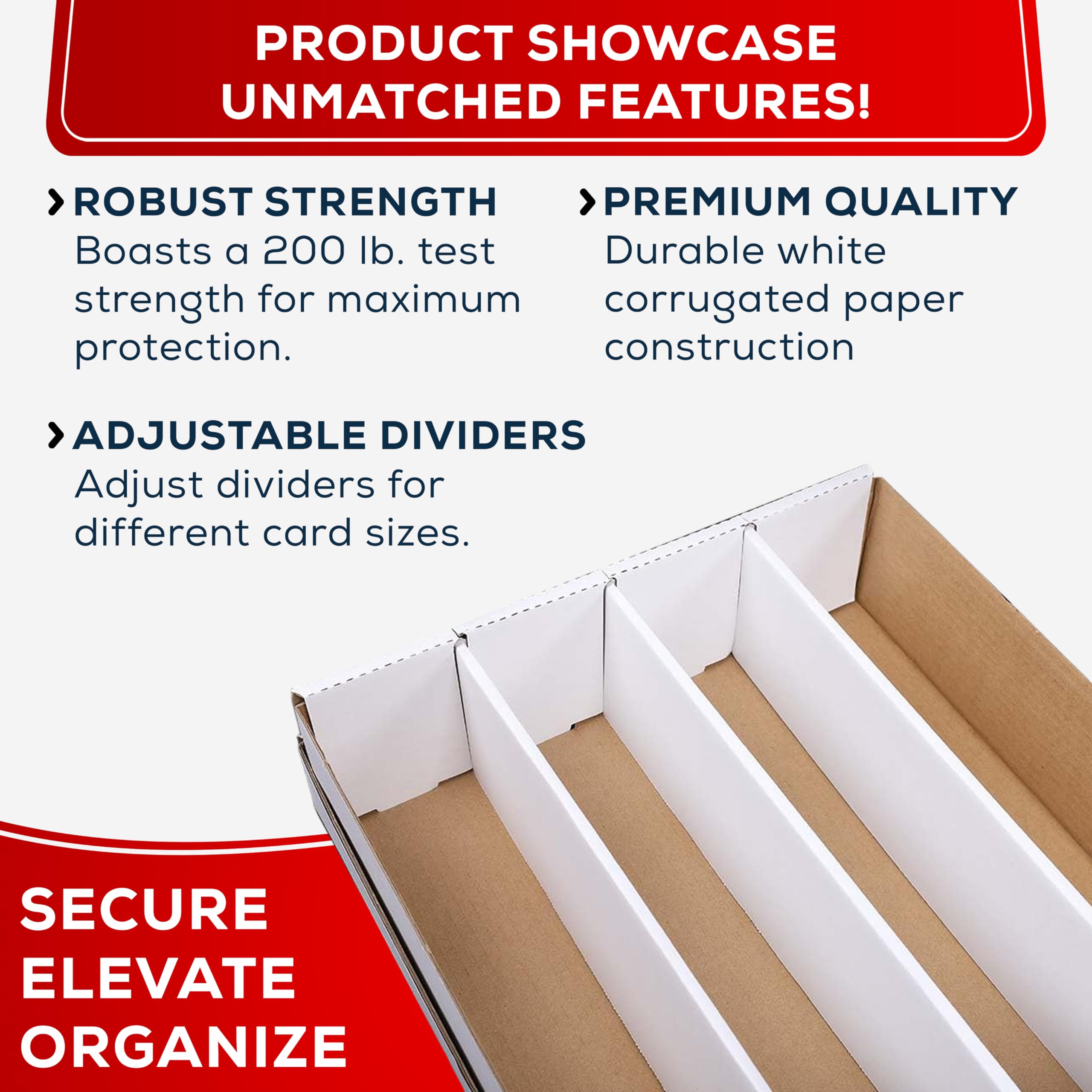 Premium 3200-Count Heavy Duty Trading Card Storage Box - 4 Row Organizer with 200LB Strength - Perfect for Football, Basketball, Baseball & Gaming Cards Collection - Made in USA - Ideal for Collectors, Card Shops & Home Organization