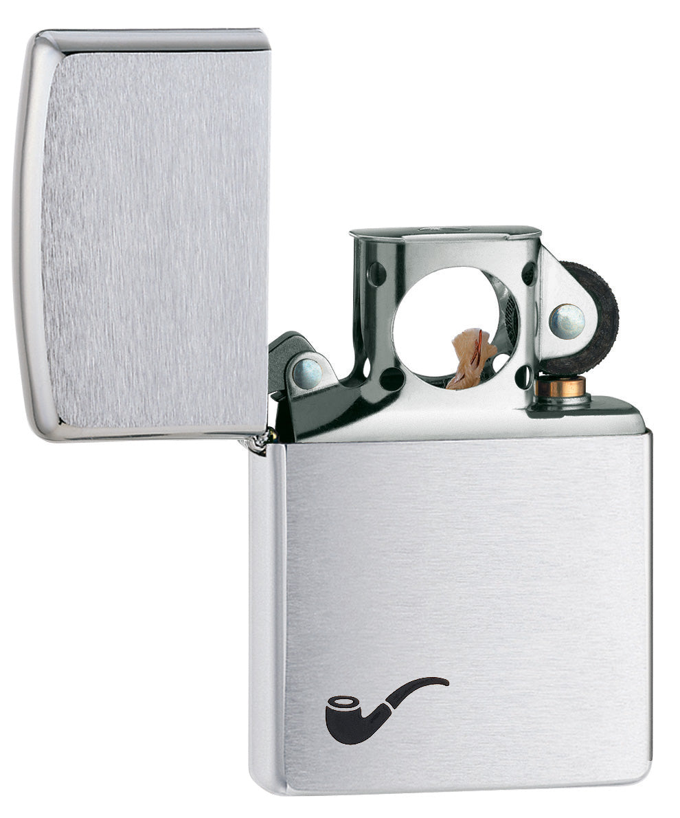 Zippo Brushed Chrome Pipe Lighter - Windproof Refillable Butane Lighter for Smoking Pipes & Outdoor Use - Perfect for Camping, Hiking & Tobacco Enthusiasts