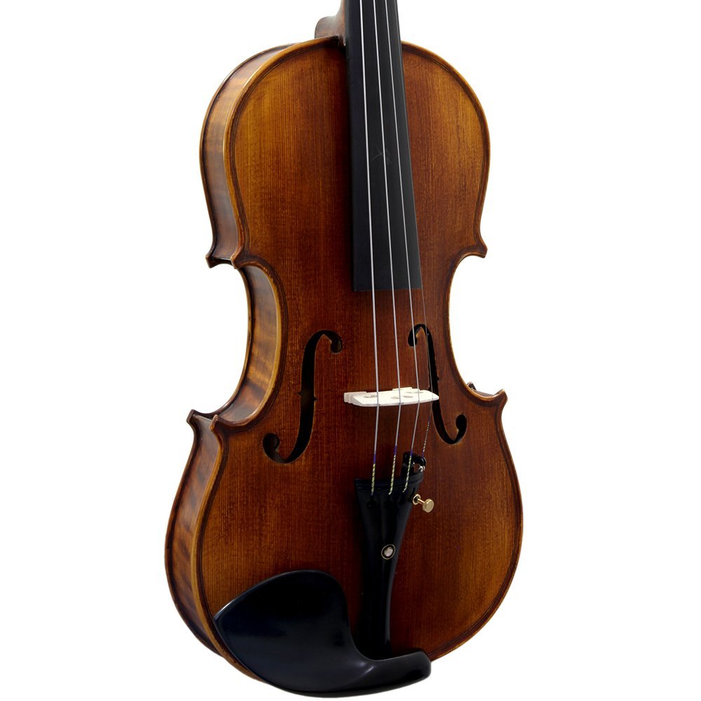 Premium 1/2 Size Hand Carved Ebony Violin Outfit - PTVNSH100 with Case, Bow, Strings, Tuner, Mute & Rosin - Perfect for Students, Beginners & Professional Practice at Home or School