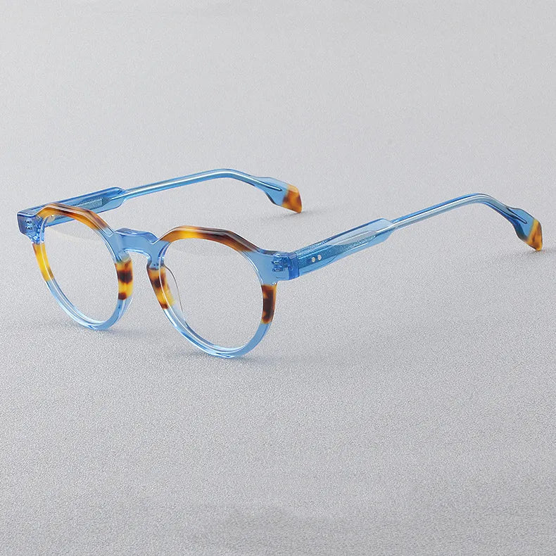 CCspace Women's Full Rim Flat Top Round Acetate Eyeglasses 56910 - Stylish Retro Frames for Reading, Work & Everyday Fashion
