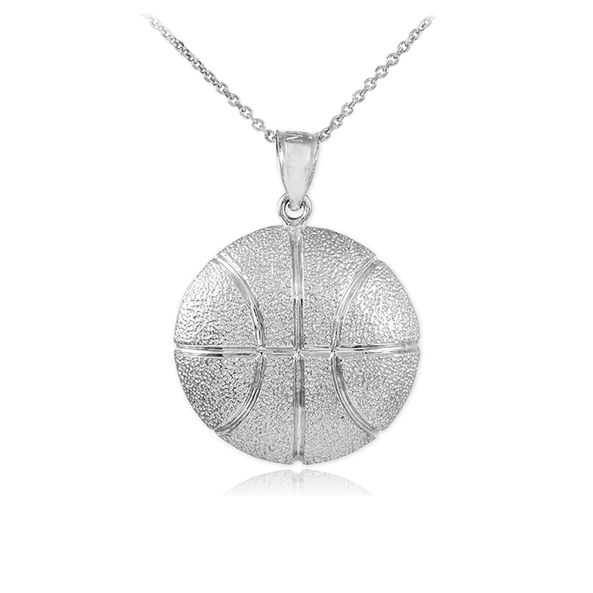 925 Sterling Silver Basketball Pendant Necklace for Sports Fans