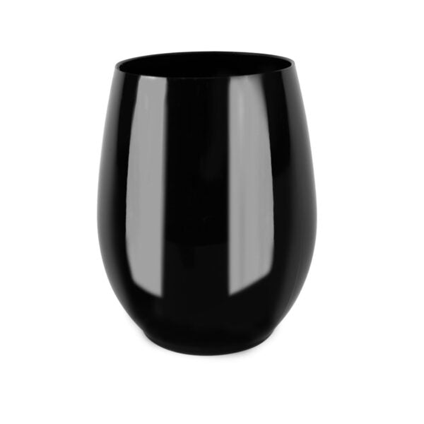 6 Pack Black Stemless Plastic Wine Glasses - Shatterproof & Reusable for Outdoor Parties, Picnics, and Poolside Drinks