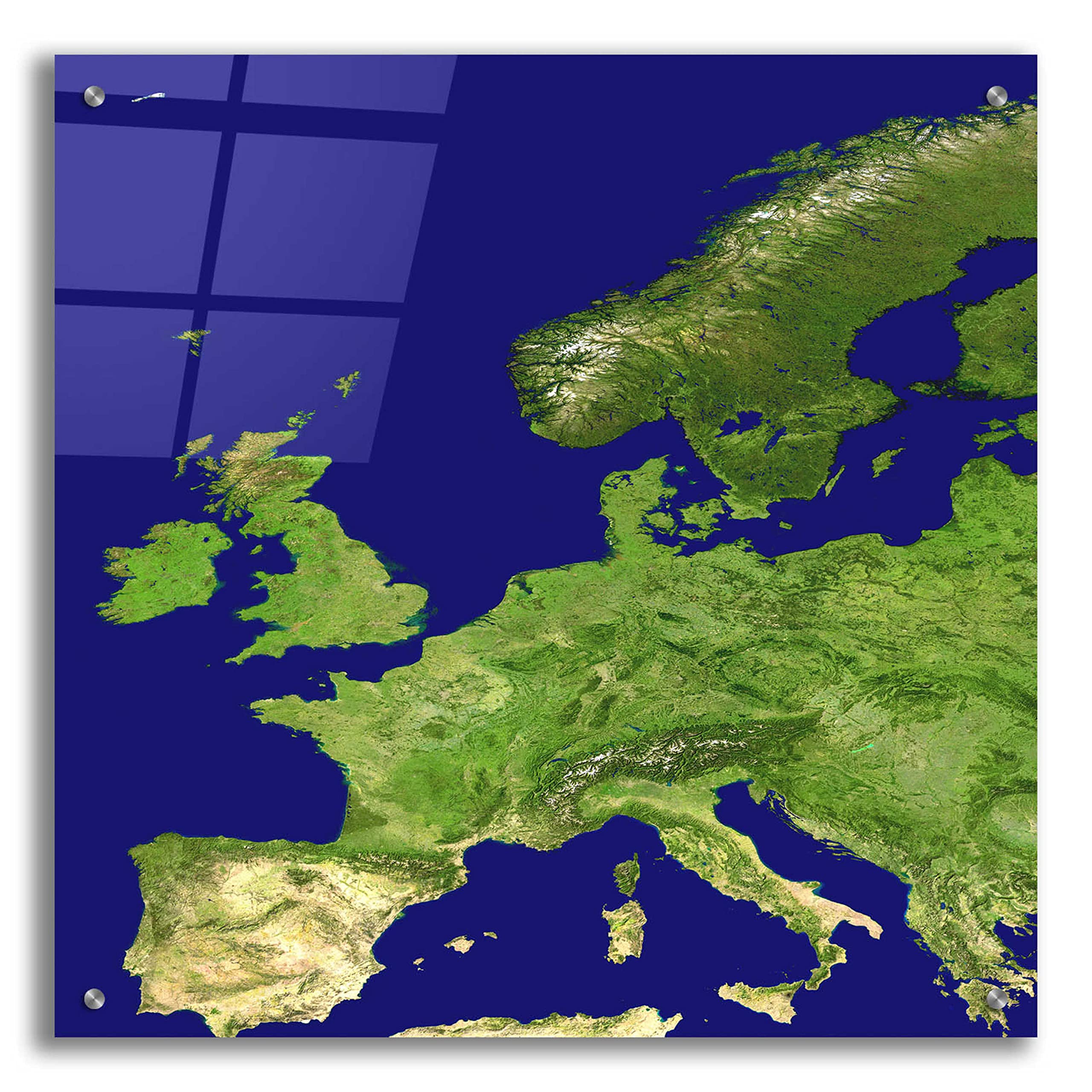 Epic Art 'Earth as Art: Europe' Acrylic Glass Wall Decor - 24x24 Inch Modern Home & Office Artwork - Perfect for Living Room, Bedroom, or Office Decoration