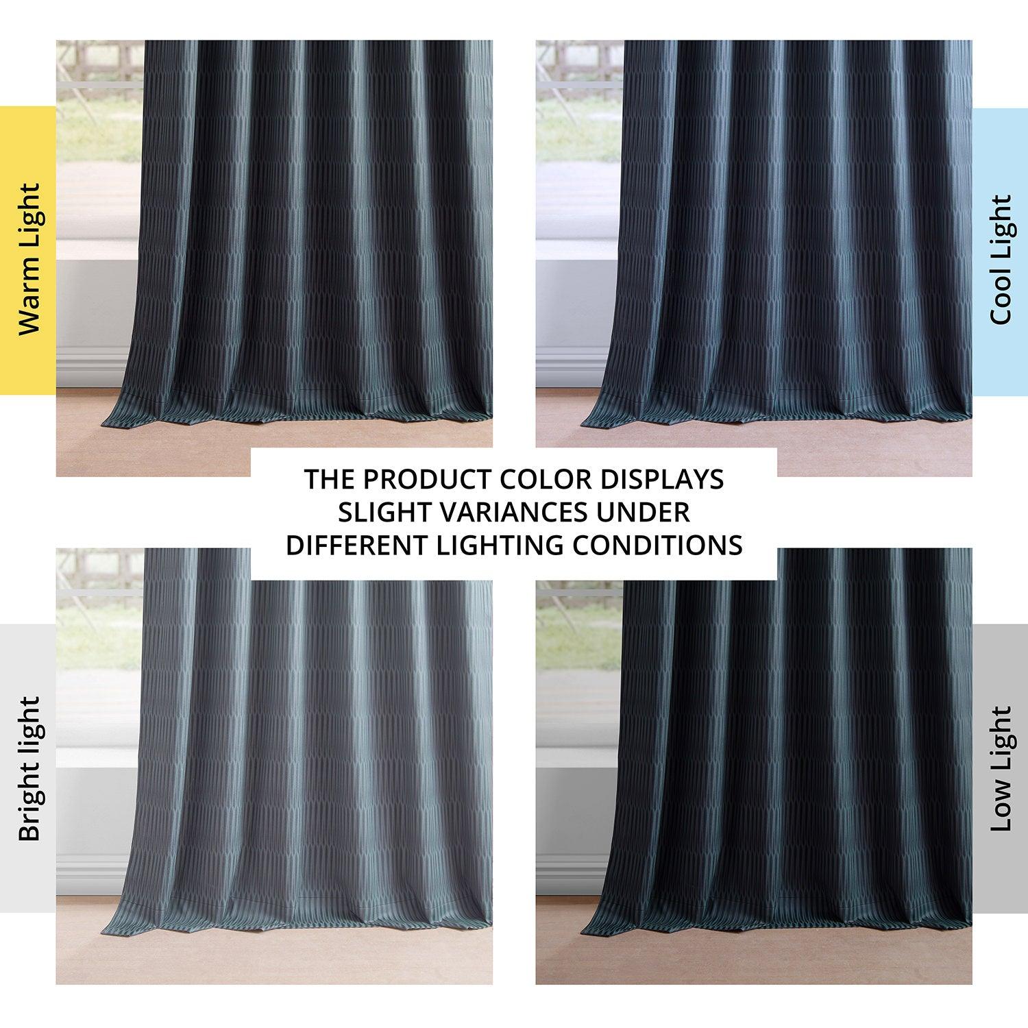 Deep Blue Abstract Embossed Velvet Blackout Curtains for Living Room & Bedroom - Thermal Insulated Window Drapes for Home Decor & Light Blocking