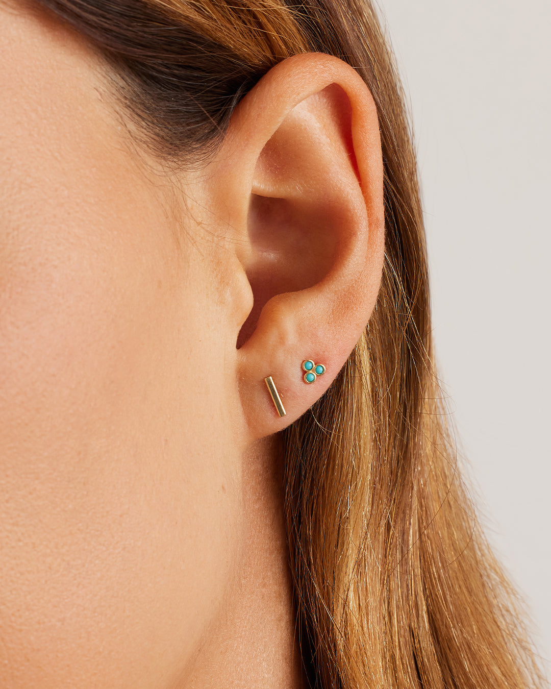 14K Gold Rose Bar Stud Earrings for Women - Dainty Minimalist Hoop Earrings for Everyday Wear, Gift for Her, Valentine's Day, Anniversary