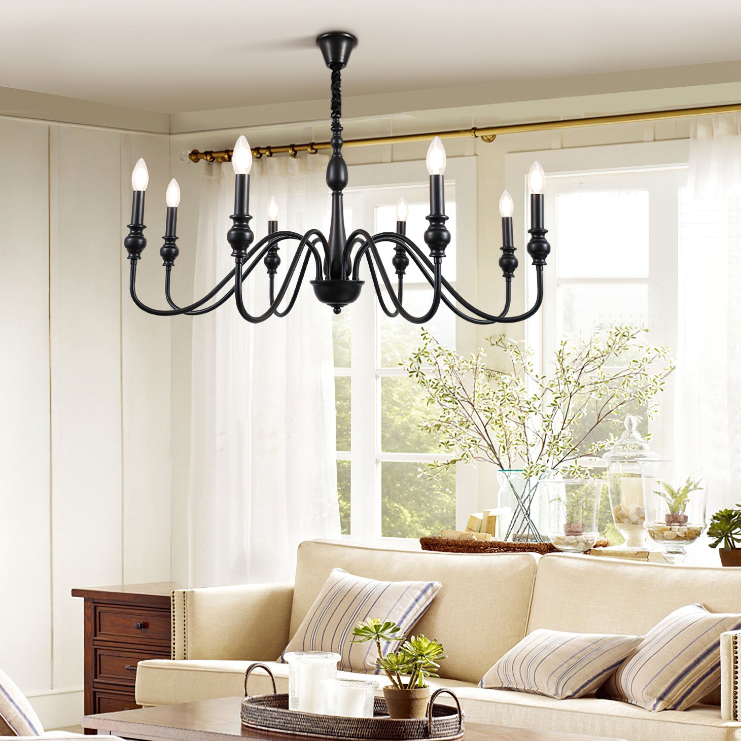 Baxton Candelabra Chandelier - Elegant 5-Light Crystal Ceiling Fixture for Dining Room, Bedroom & Living Room Lighting