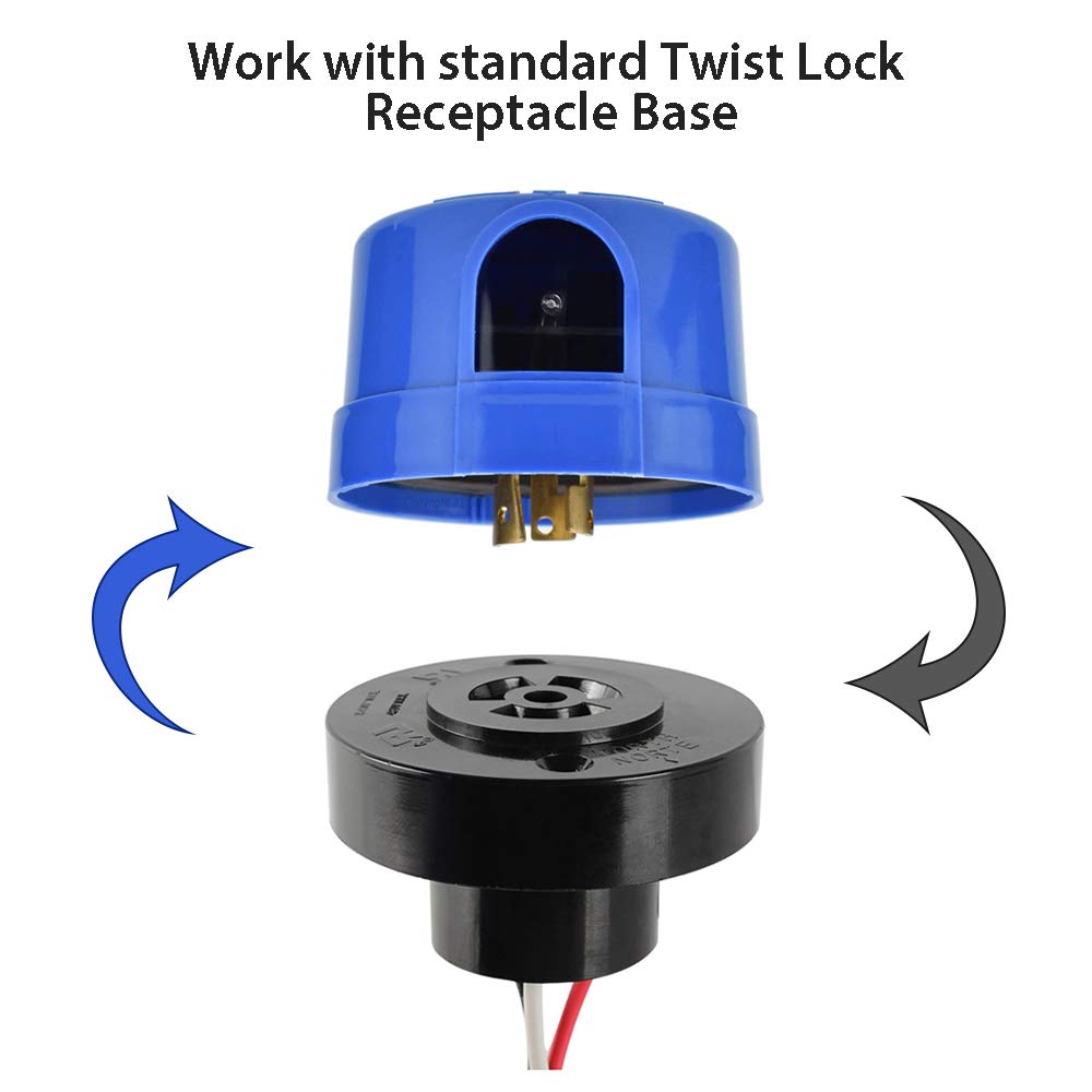 1 Pack Photocell Sensor Switch for Outdoor Lights - Auto On/Off Dusk to Dawn Light Control with Twist Lock - Weatherproof Photo Cell for LED Street Lights, Barn Lights, Parking Lot & Area Lighting (Ideal for Security, Pathway & Landscape Illumination)