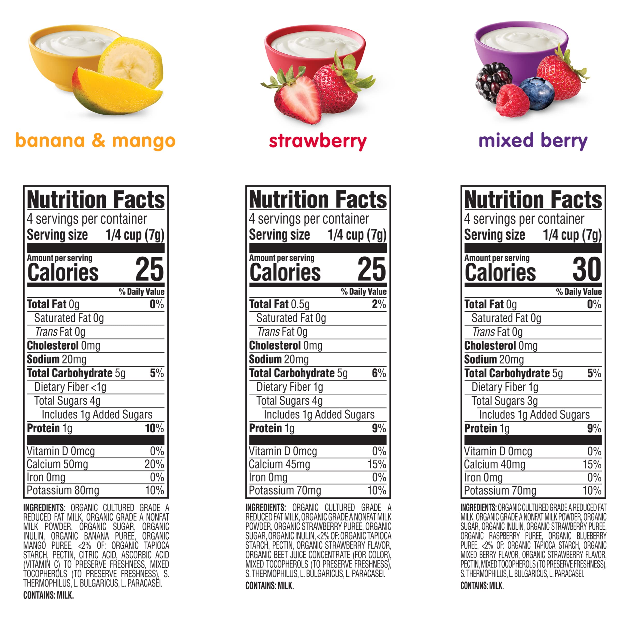 Happy Baby Organics Yogis Freeze-Dried Yogurt & Fruit Snacks - 3 Flavor Variety Pack (Strawberry, Banana & Mixed Berry), 1 Ounce (Pack of 3) | Healthy Toddler Snacks for On-the-Go, Lunch Box & Travel | USDA Organic, No Artificial Flavors