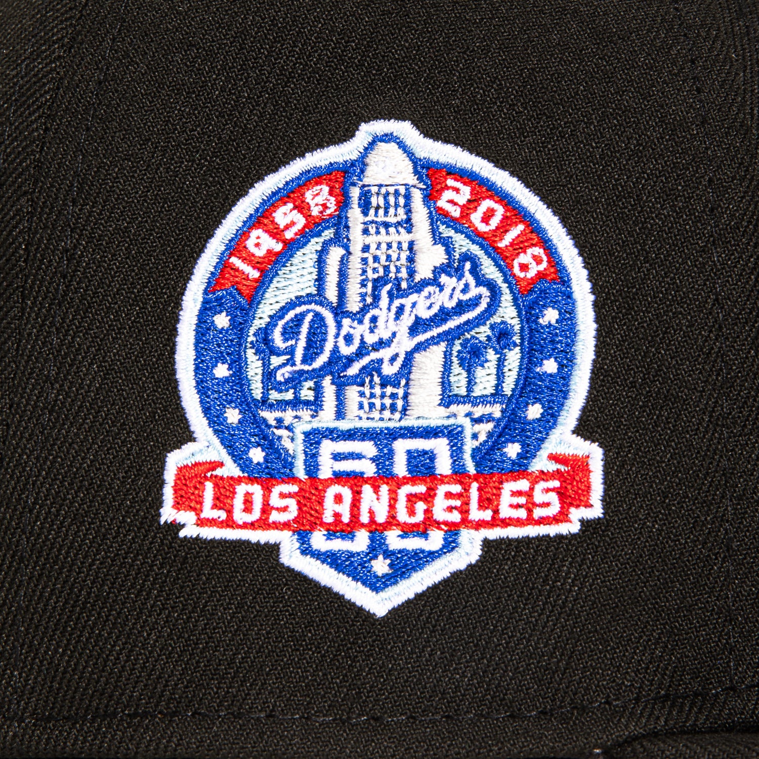 New Era 59Fifty Los Angeles Dodgers 60th Anniversary Patch Upside Down Snapback Hat - Black & White - Perfect for Baseball Games, Fan Collections & Streetwear Fashion