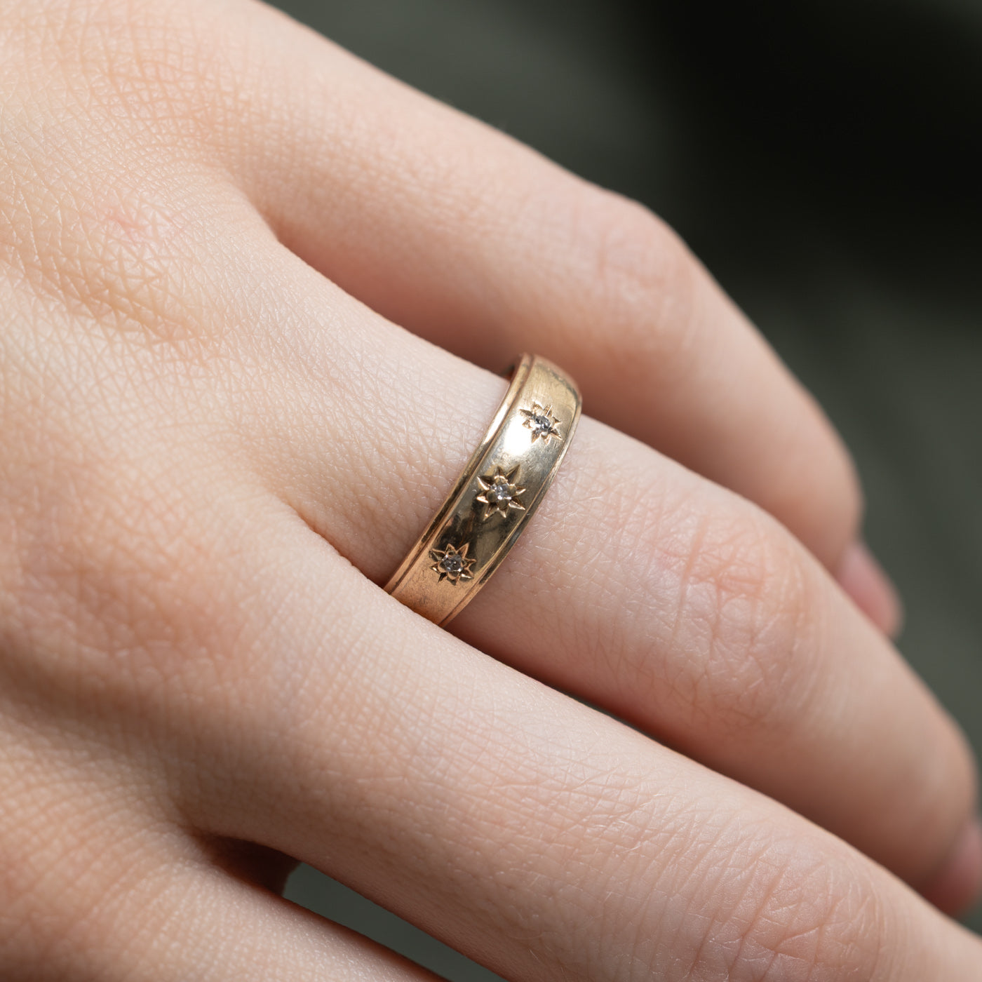 10K Canadian Three Stone Star Diamond Ring | 0.02ctw | Size 6.25 | Perfect for Engagement, Anniversary & Special Occasion Gifts