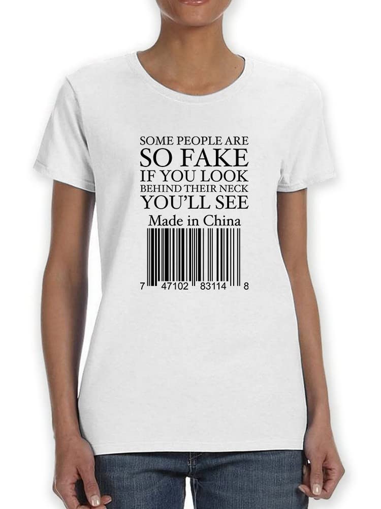 Smartprints Fake People Quote Women's T-Shirt - Funny Sarcastic Graphic Tee for Women - Perfect for Casual Wear, Girls Night Out & Gifts