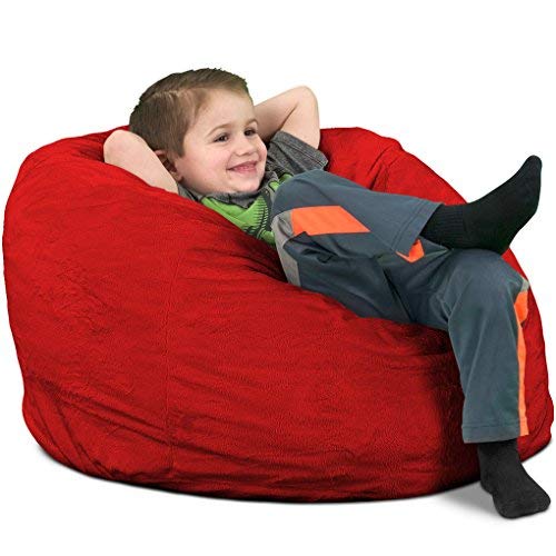 ULTIMATE SACK Kids & Adults Oversized Bean Bag Chair - Comfy Red Suede Lounge Sofa for Bedroom, Game Room & Dorm | Bean Bag Couch Loveseat Furniture for Relaxing & Gaming