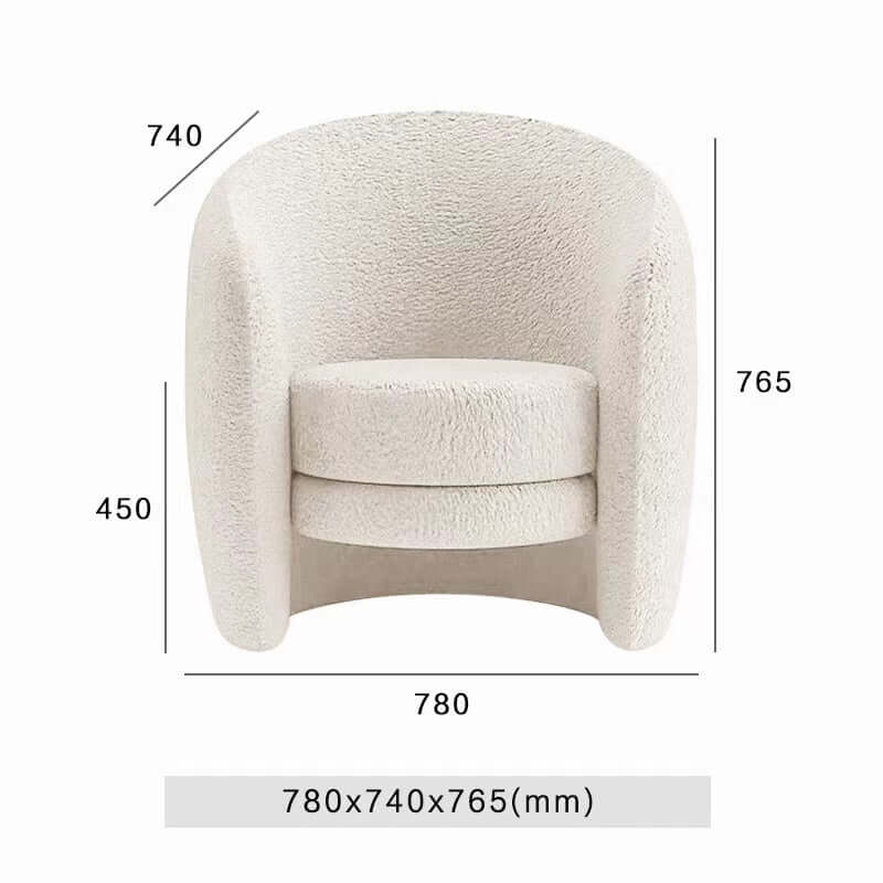 Nordic Ivory Boucle Sherpa Accent Chair - White, Gray & Green Low Back Vanity Stool for Bedroom, Living Room & Home Office Decor