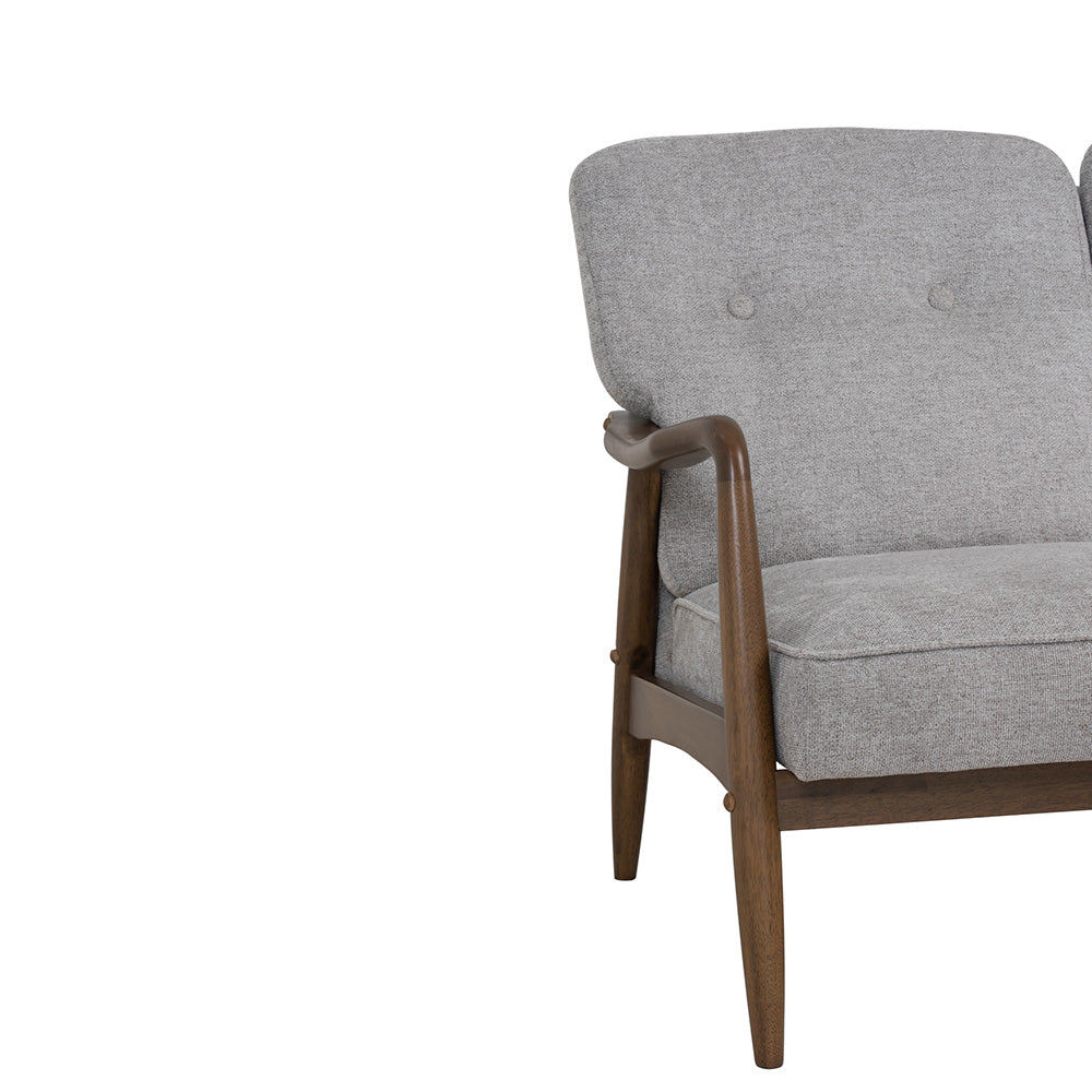 Modern FIGARO 2-Seater Sofa with Walnut Wood Frame & Steel Legs - Perfect for Living Room, Office or Small Space Decor
