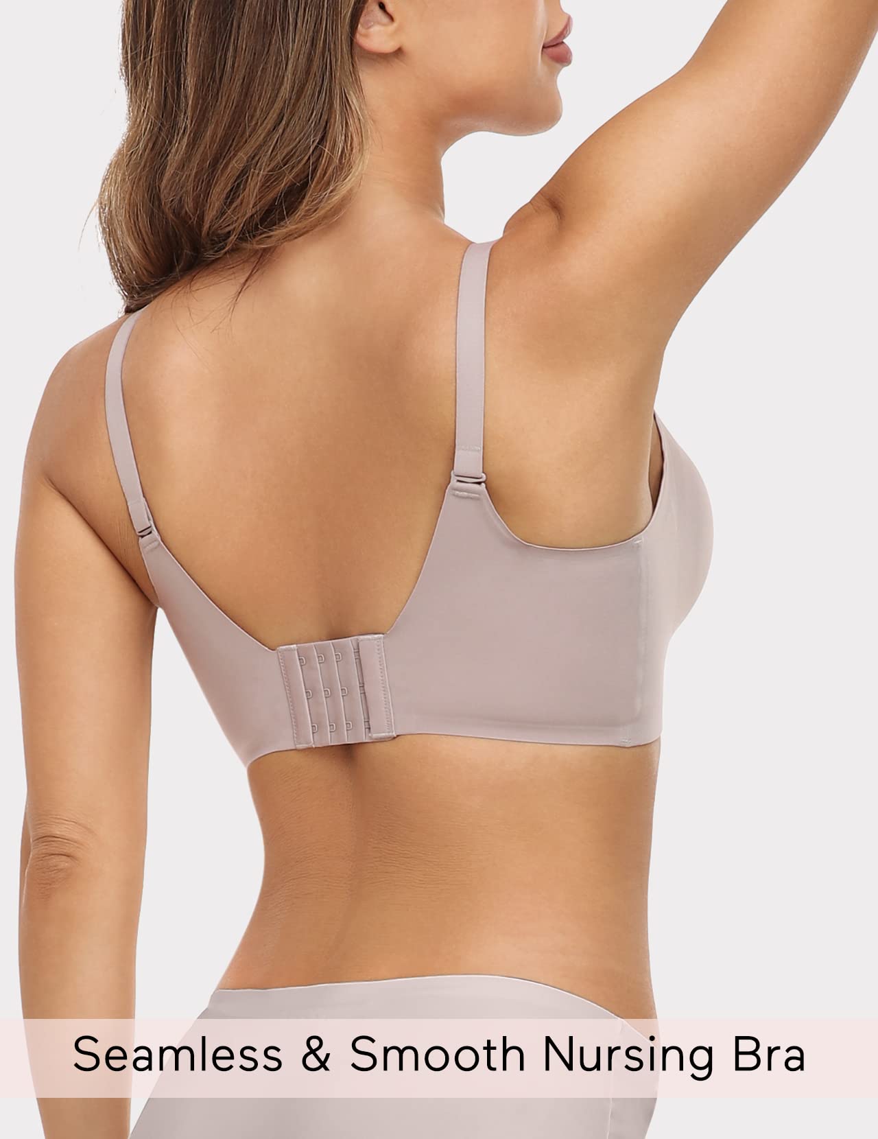 Momcozy Nursing Bras for Breastfeeding - Comfortable Maternity Bra in Brown Size Large | U-Shaped Pregnancy Pillow with Removable Cover for Full Body Support - Perfect for Sleeping, Nursing & Relaxing During Pregnancy