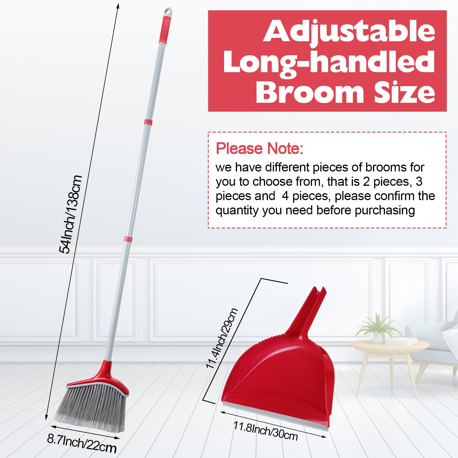 Meanplan 4-Piece Angle Broom & Dustpan Set - 54
